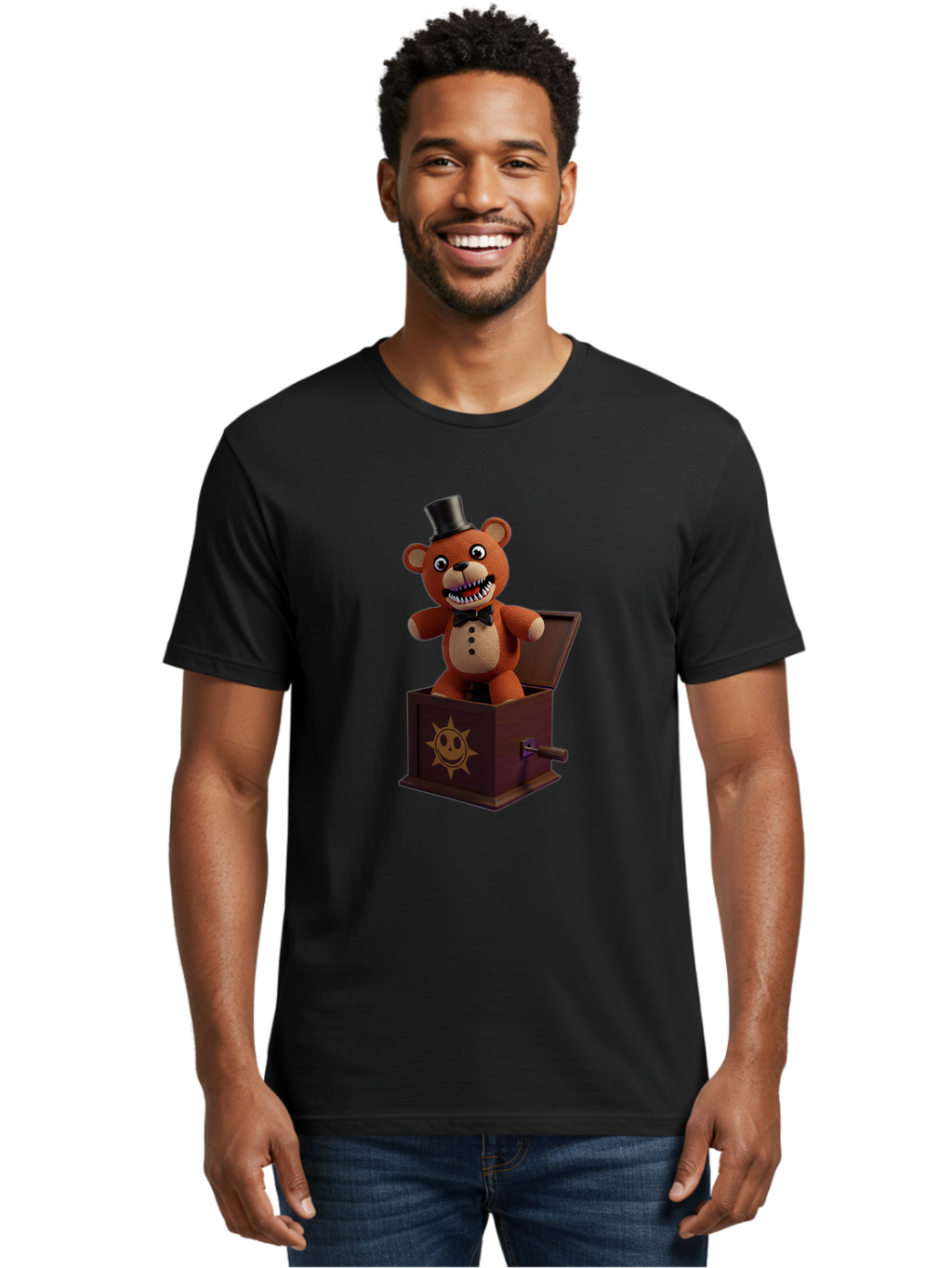 Five-Nights-At-Freddy-S-Jack-In-The-Box Men'S Graphic Tee, 100% Cotton, Comfortable Casual Summer Wear, Machine Washable, Vintage Camera, Old Camera, Antique Camera, Black Camera, Classic Photography, Photography Equipment, Nostalgic Device, Bam407