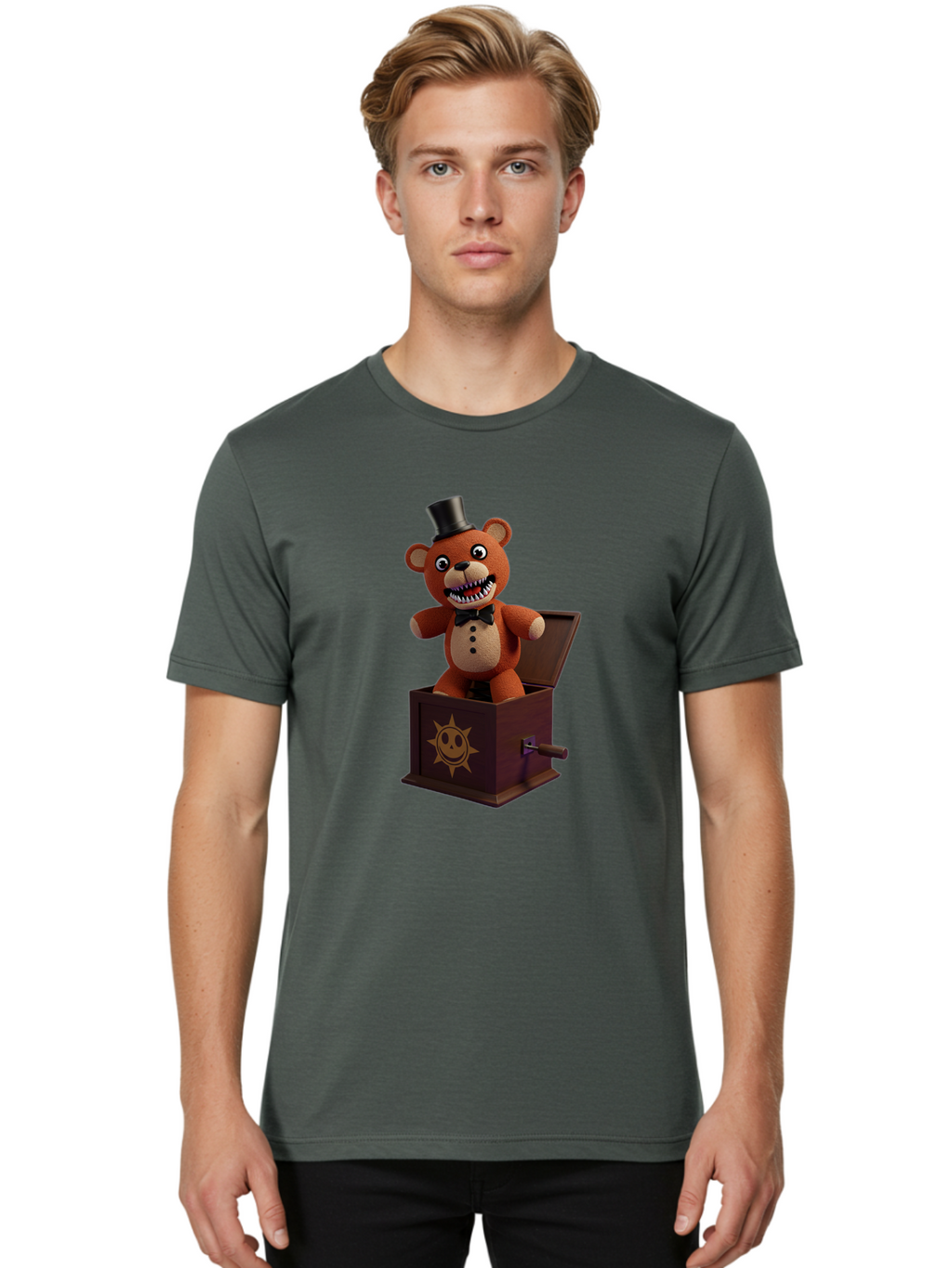 Five-Nights-At-Freddy-S-Jack-In-The-Box Men'S Graphic Tee, 100% Cotton, Comfortable Casual Summer Wear, Machine Washable, Vintage Camera, Old Camera, Antique Camera, Black Camera, Classic Photography, Photography Equipment, Nostalgic Device, Bam407