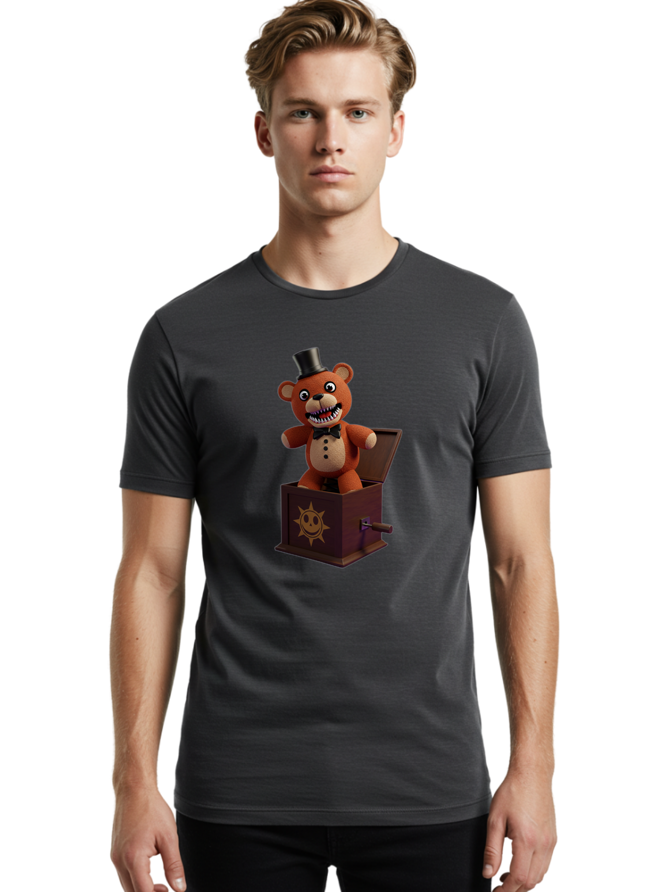 Five-Nights-At-Freddy-S-Jack-In-The-Box Men'S Graphic Tee, 100% Cotton, Comfortable Casual Summer Wear, Machine Washable, Vintage Camera, Old Camera, Antique Camera, Black Camera, Classic Photography, Photography Equipment, Nostalgic Device, Bam407