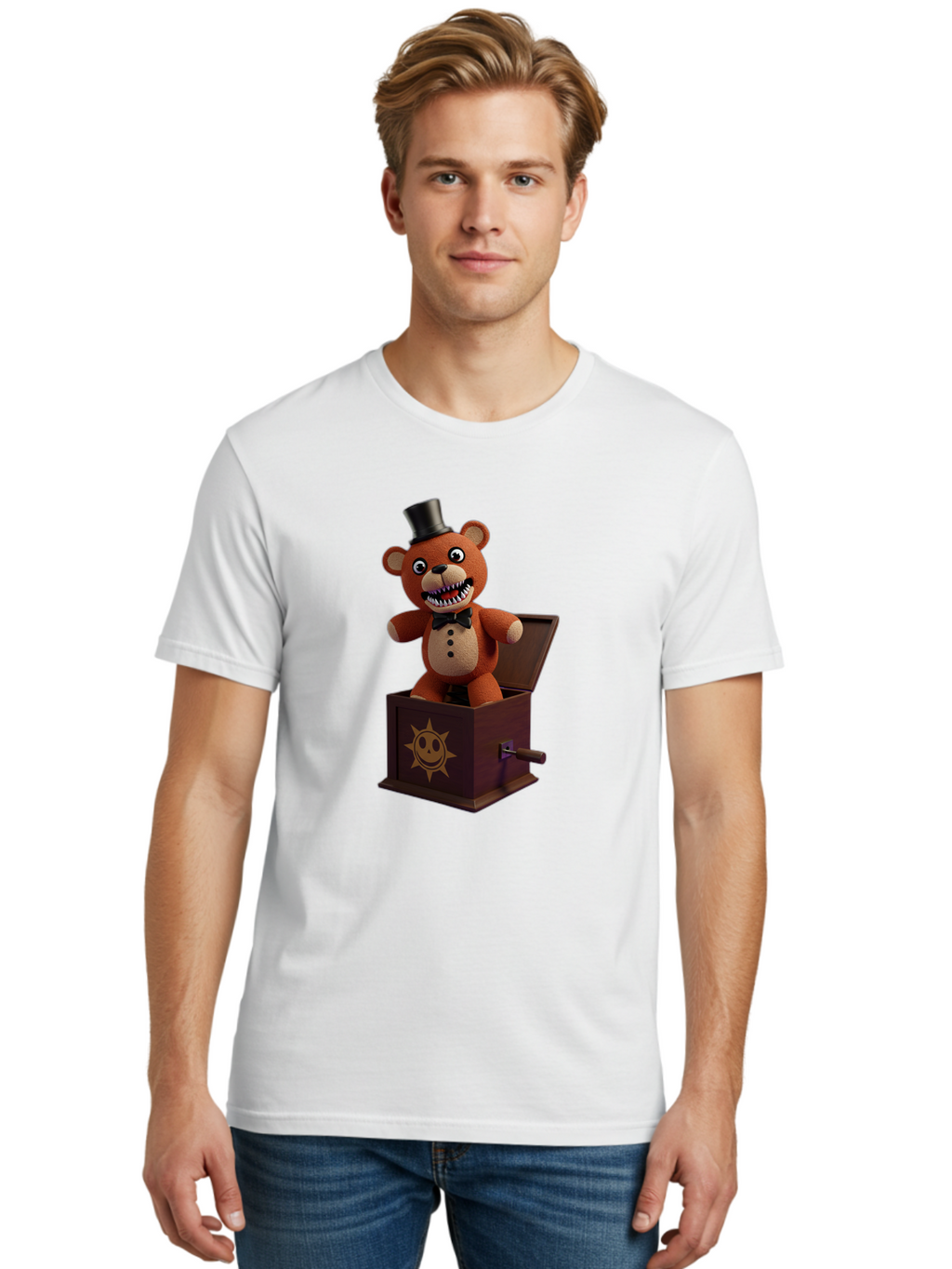 Five-Nights-At-Freddy-S-Jack-In-The-Box Men'S Graphic Tee, 100% Cotton, Comfortable Casual Summer Wear, Machine Washable, Vintage Camera, Old Camera, Antique Camera, Black Camera, Classic Photography, Photography Equipment, Nostalgic Device, Bam407