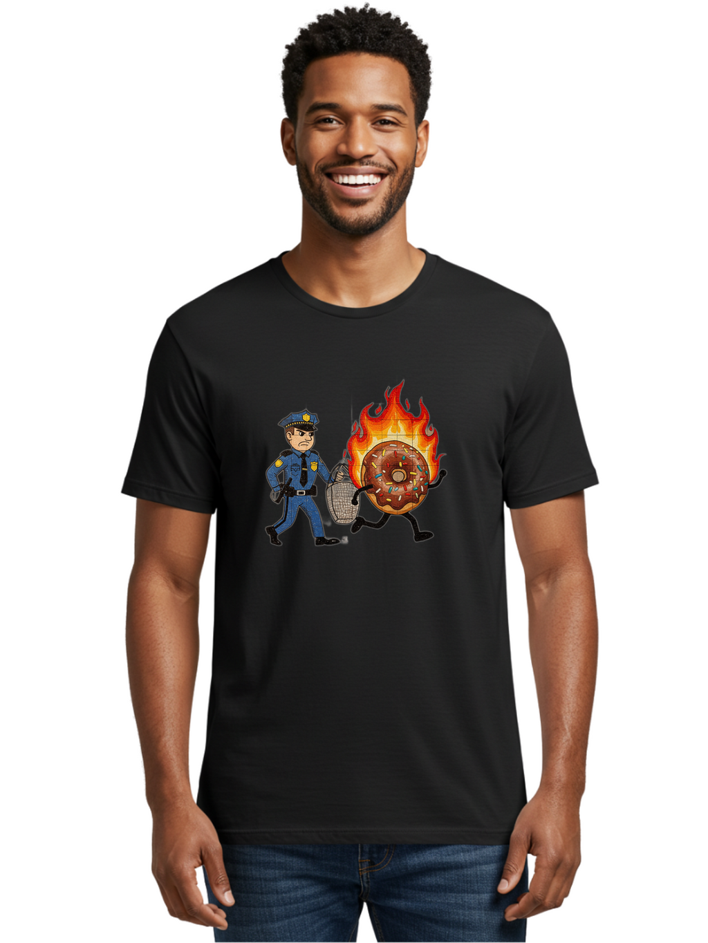 Flaming-Donut-1 Men'S Graphic Tee, 100% Cotton, Comfortable Casual Summer Wear, Machine Washable, Vintage Camera, Old Camera, Antique Camera, Black Camera, Classic Photography, Photography Equipment, Nostalgic Device, Film Camera, Camera Art Bam409