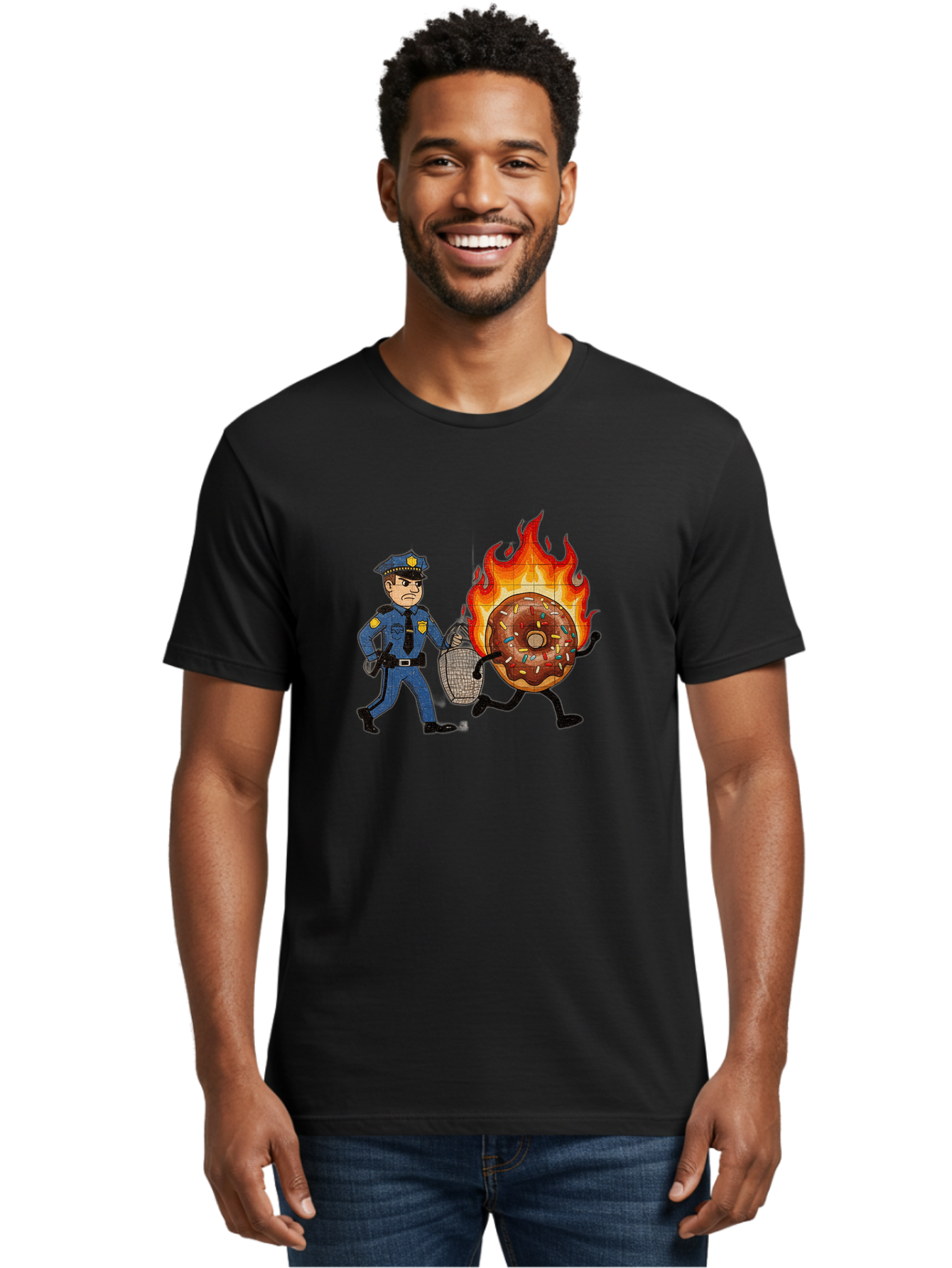Flaming-Donut-1 Men'S Graphic Tee, 100% Cotton, Comfortable Casual Summer Wear, Machine Washable, Vintage Camera, Old Camera, Antique Camera, Black Camera, Classic Photography, Photography Equipment, Nostalgic Device, Film Camera, Camera Art Bam409