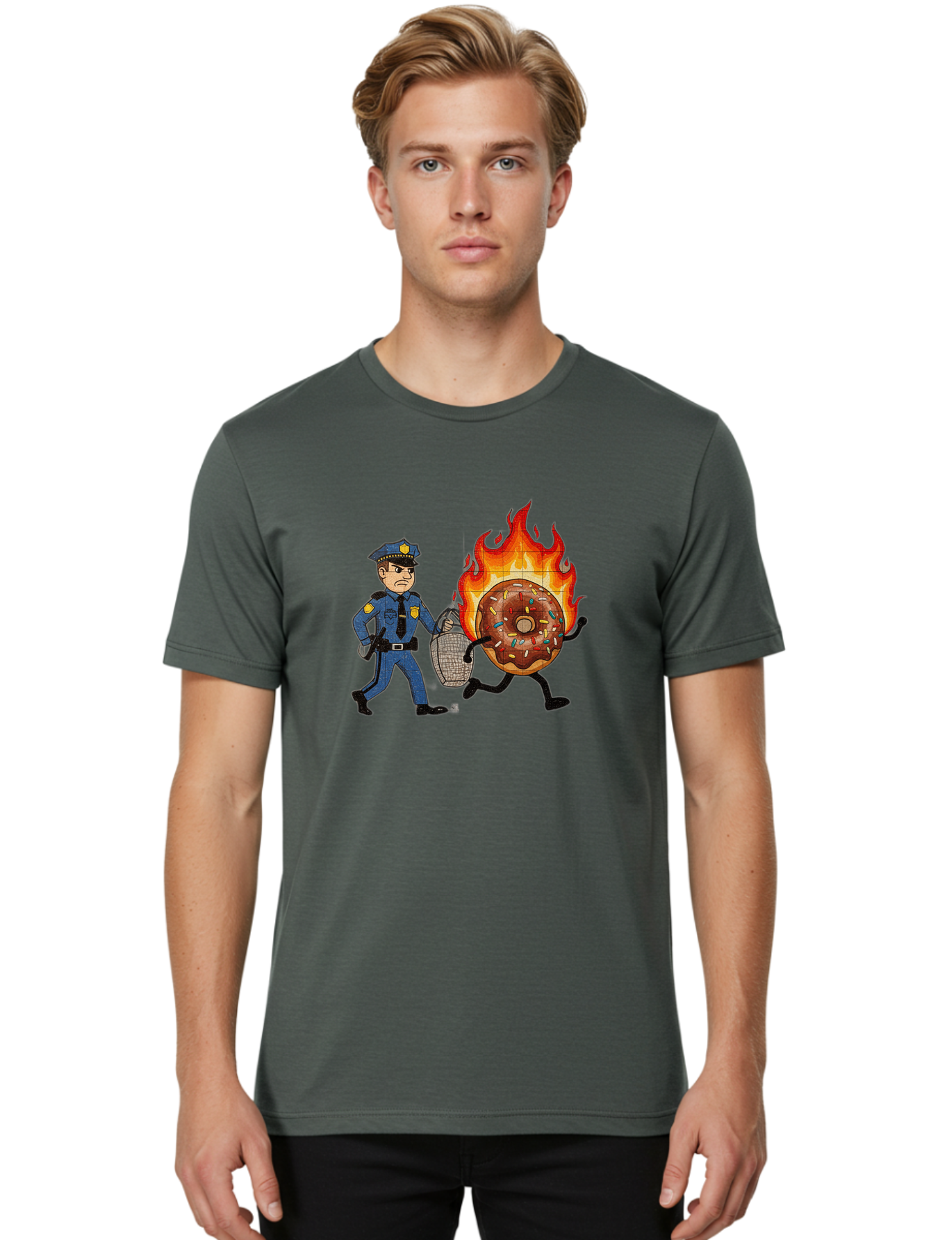 Flaming-Donut-1 Men'S Graphic Tee, 100% Cotton, Comfortable Casual Summer Wear, Machine Washable, Vintage Camera, Old Camera, Antique Camera, Black Camera, Classic Photography, Photography Equipment, Nostalgic Device, Film Camera, Camera Art Bam409