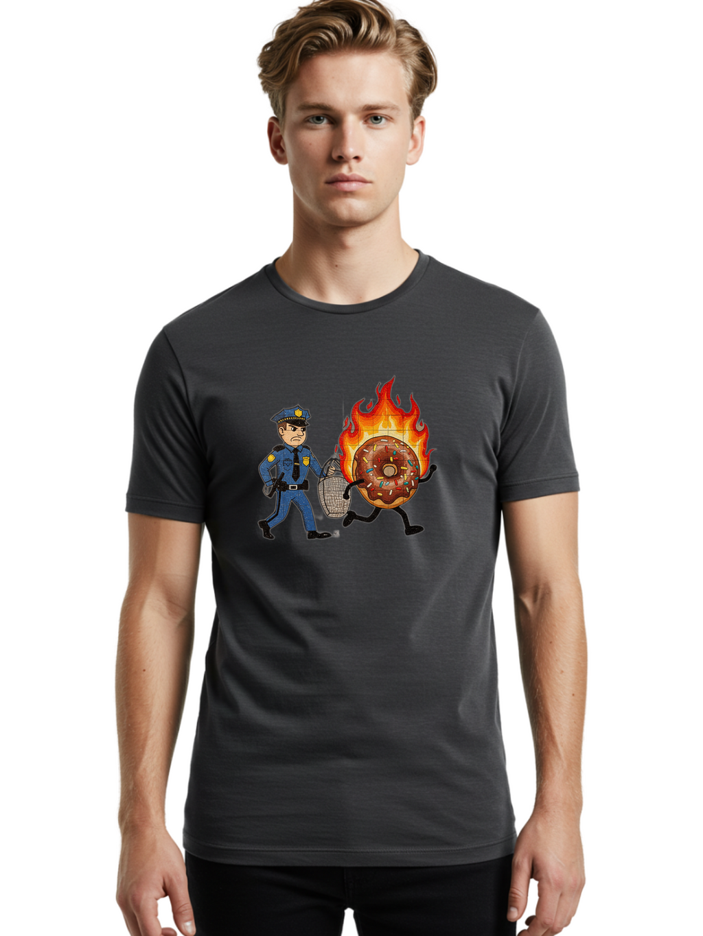Flaming-Donut-1 Men'S Graphic Tee, 100% Cotton, Comfortable Casual Summer Wear, Machine Washable, Vintage Camera, Old Camera, Antique Camera, Black Camera, Classic Photography, Photography Equipment, Nostalgic Device, Film Camera, Camera Art Bam409