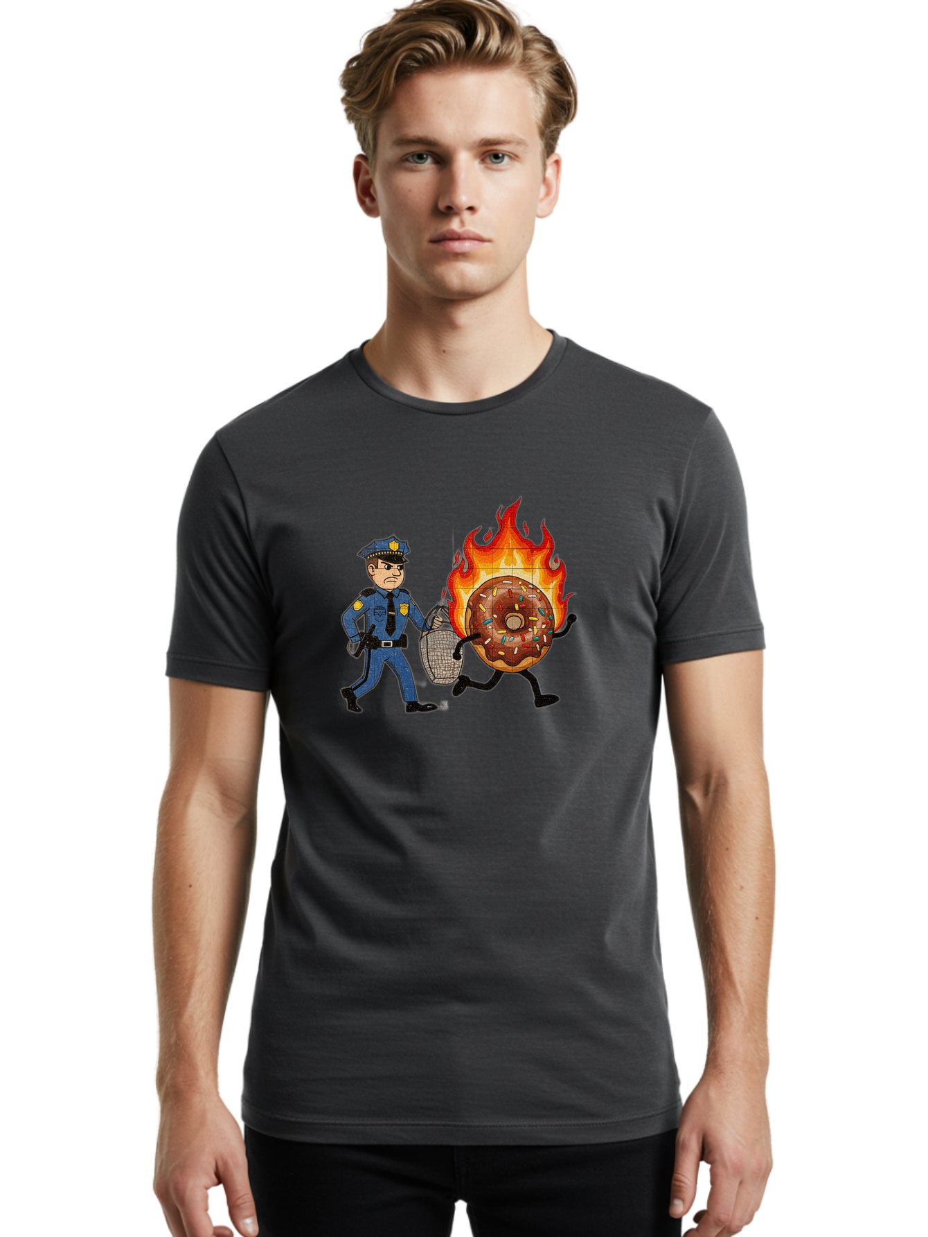 Flaming-Donut-1 Men'S Graphic Tee, 100% Cotton, Comfortable Casual Summer Wear, Machine Washable, Vintage Camera, Old Camera, Antique Camera, Black Camera, Classic Photography, Photography Equipment, Nostalgic Device, Film Camera, Camera Art Bam409