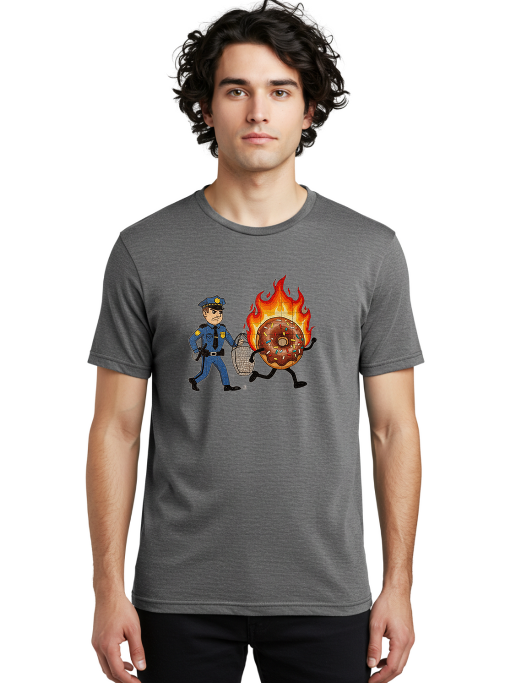 Flaming-Donut-1 Men'S Graphic Tee, 100% Cotton, Comfortable Casual Summer Wear, Machine Washable, Vintage Camera, Old Camera, Antique Camera, Black Camera, Classic Photography, Photography Equipment, Nostalgic Device, Film Camera, Camera Art Bam409