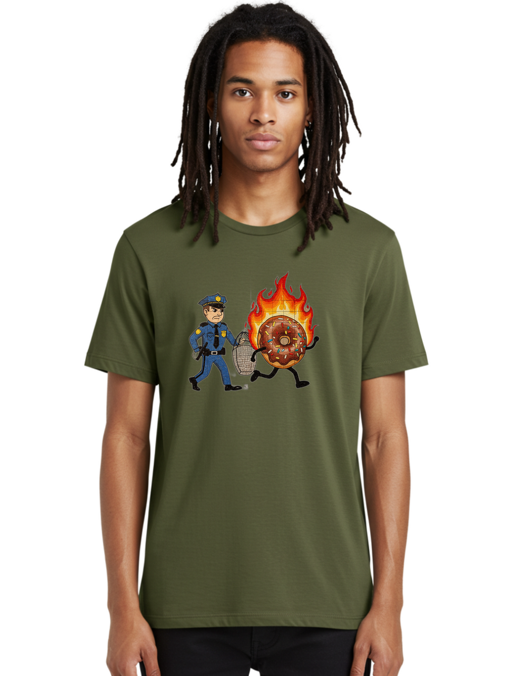 Flaming-Donut-1 Men'S Graphic Tee, 100% Cotton, Comfortable Casual Summer Wear, Machine Washable, Vintage Camera, Old Camera, Antique Camera, Black Camera, Classic Photography, Photography Equipment, Nostalgic Device, Film Camera, Camera Art Bam409