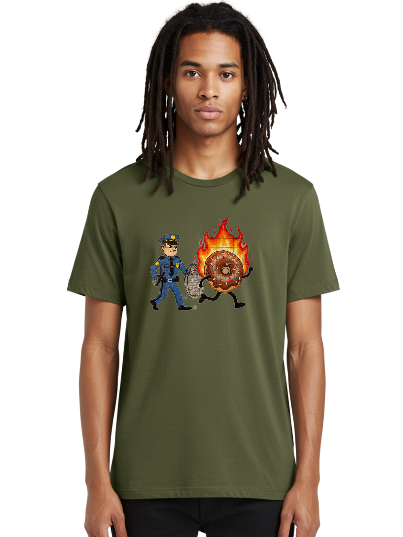 Flaming-Donut-1 Men'S Graphic Tee, 100% Cotton, Comfortable Casual Summer Wear, Machine Washable, Vintage Camera, Old Camera, Antique Camera, Black Camera, Classic Photography, Photography Equipment, Nostalgic Device, Film Camera, Camera Art Bam409