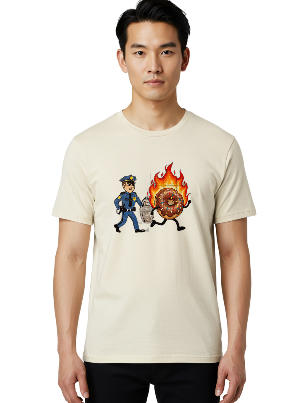 Flaming-Donut-1 Men'S Graphic Tee, 100% Cotton, Comfortable Casual Summer Wear, Machine Washable, Vintage Camera, Old Camera, Antique Camera, Black Camera, Classic Photography, Photography Equipment, Nostalgic Device, Film Camera, Camera Art Bam409