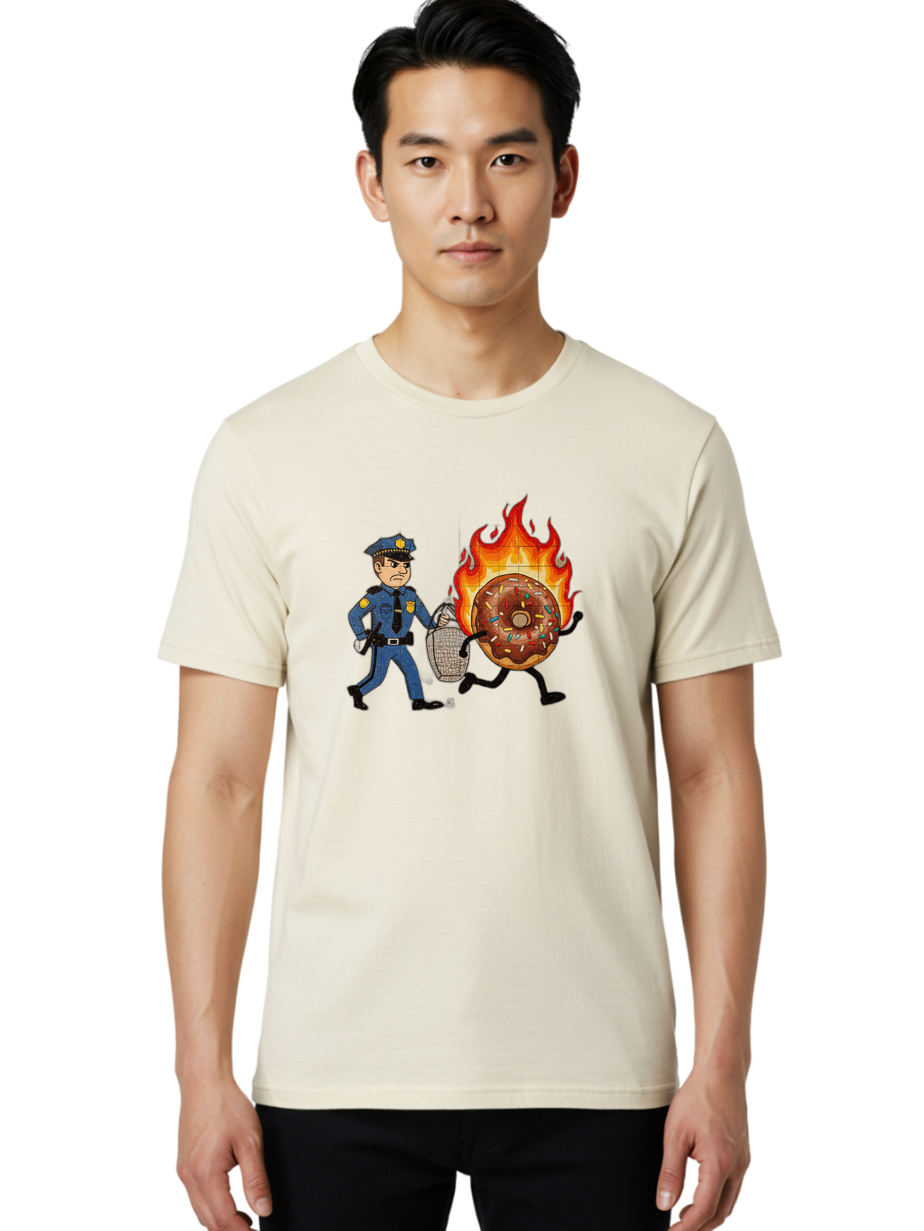 Flaming-Donut-1 Men'S Graphic Tee, 100% Cotton, Comfortable Casual Summer Wear, Machine Washable, Vintage Camera, Old Camera, Antique Camera, Black Camera, Classic Photography, Photography Equipment, Nostalgic Device, Film Camera, Camera Art Bam409