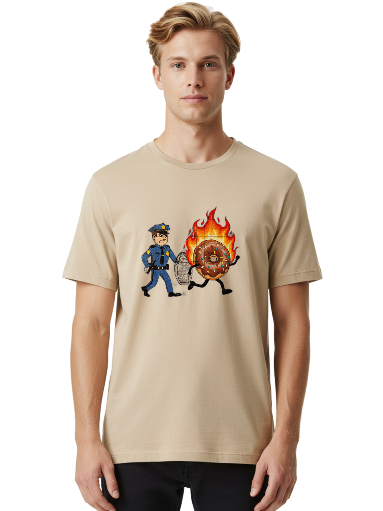 Flaming-Donut-1 Men'S Graphic Tee, 100% Cotton, Comfortable Casual Summer Wear, Machine Washable, Vintage Camera, Old Camera, Antique Camera, Black Camera, Classic Photography, Photography Equipment, Nostalgic Device, Film Camera, Camera Art Bam409