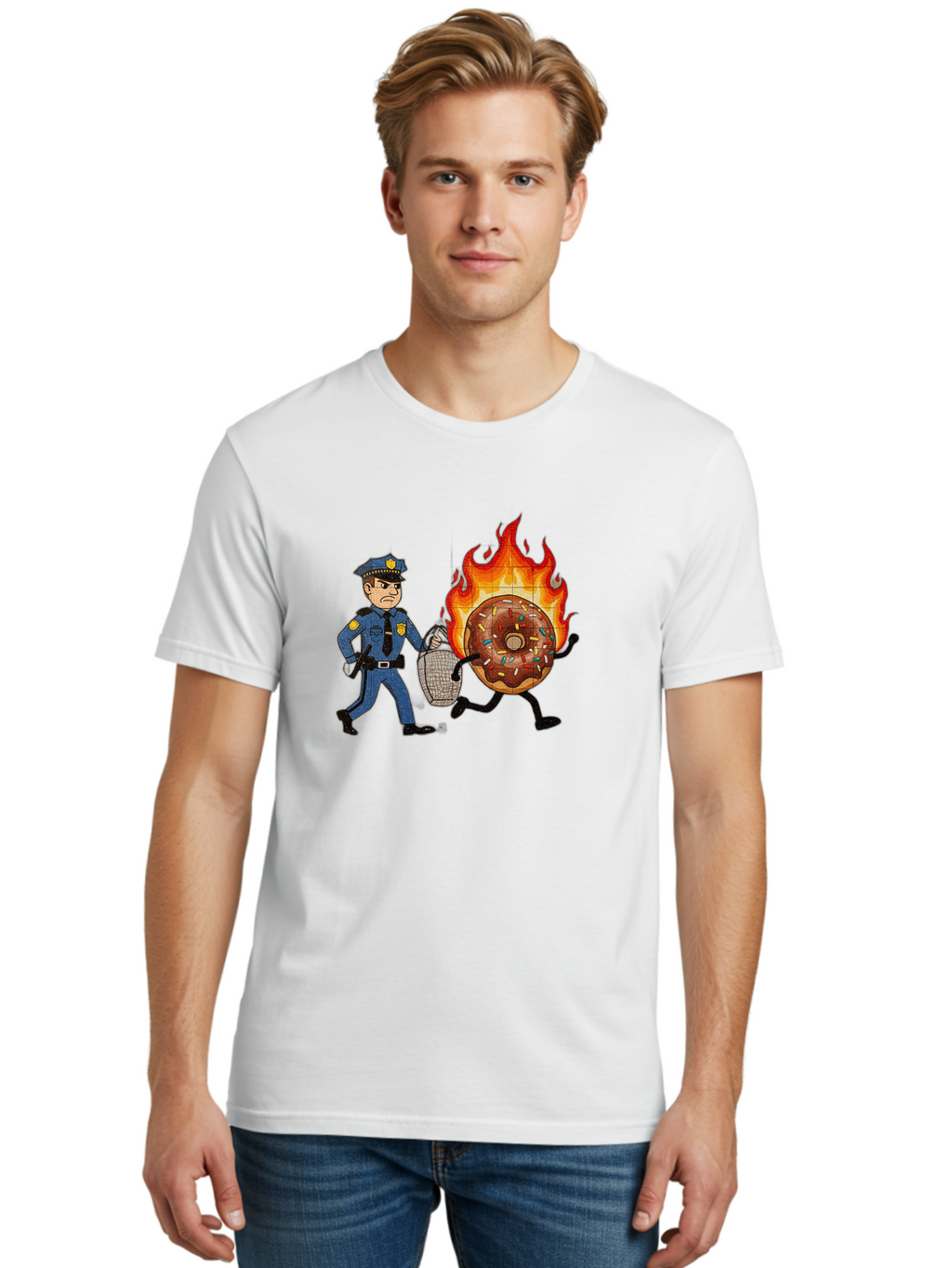 Flaming-Donut-1 Men'S Graphic Tee, 100% Cotton, Comfortable Casual Summer Wear, Machine Washable, Vintage Camera, Old Camera, Antique Camera, Black Camera, Classic Photography, Photography Equipment, Nostalgic Device, Film Camera, Camera Art Bam409