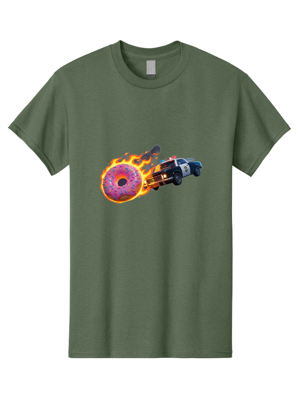 Flaming-Donut-Police-Car Men'S Graphic Tee, 100% Cotton, Comfortable Casual Summer Wear, Machine Washable, Vintage Camera, Old Camera, Antique Camera, Black Camera, Classic Photography, Photography Equipment, Nostalgic Device, Film Camera, Bam410