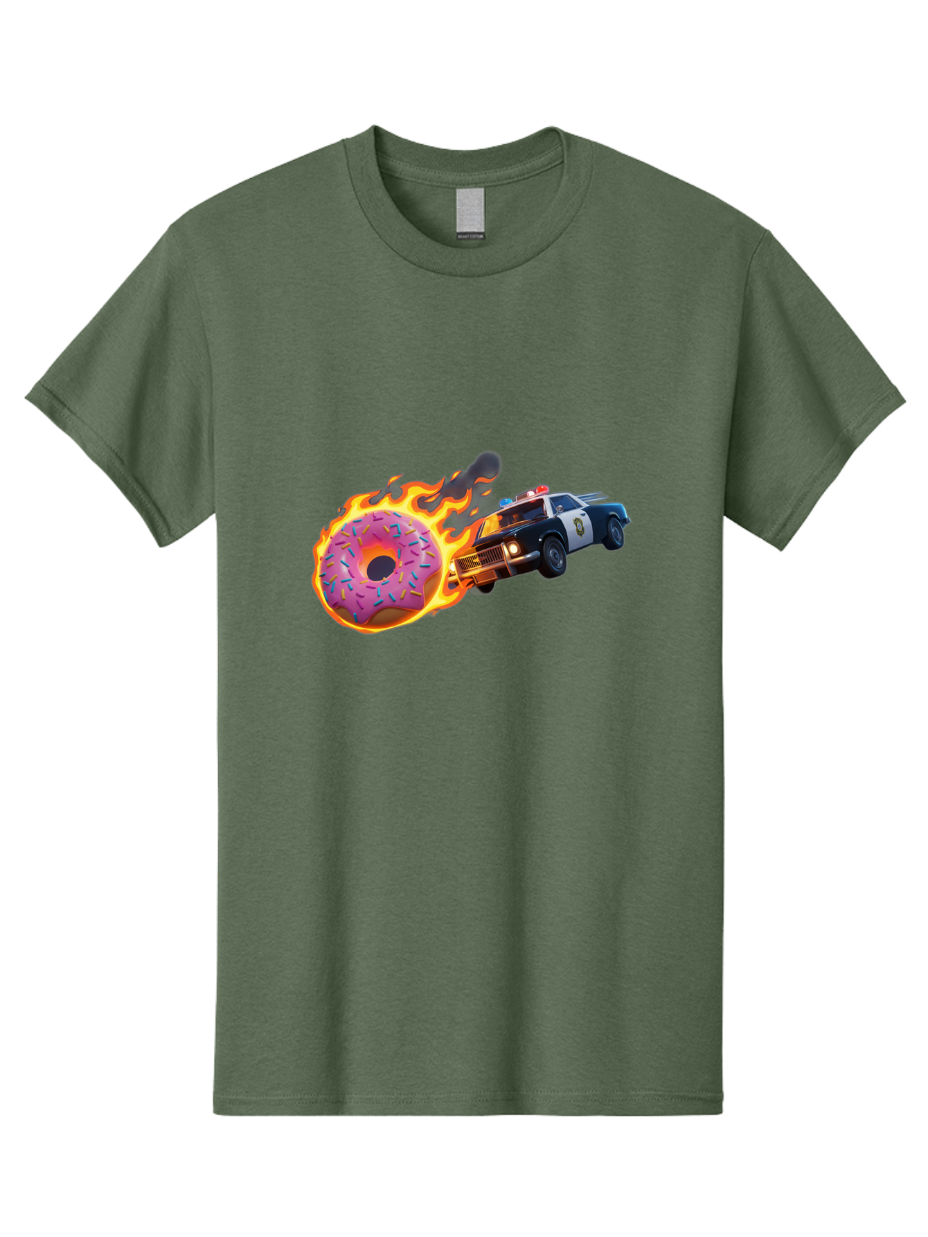 Flaming-Donut-Police-Car Men'S Graphic Tee, 100% Cotton, Comfortable Casual Summer Wear, Machine Washable, Vintage Camera, Old Camera, Antique Camera, Black Camera, Classic Photography, Photography Equipment, Nostalgic Device, Film Camera, Bam410