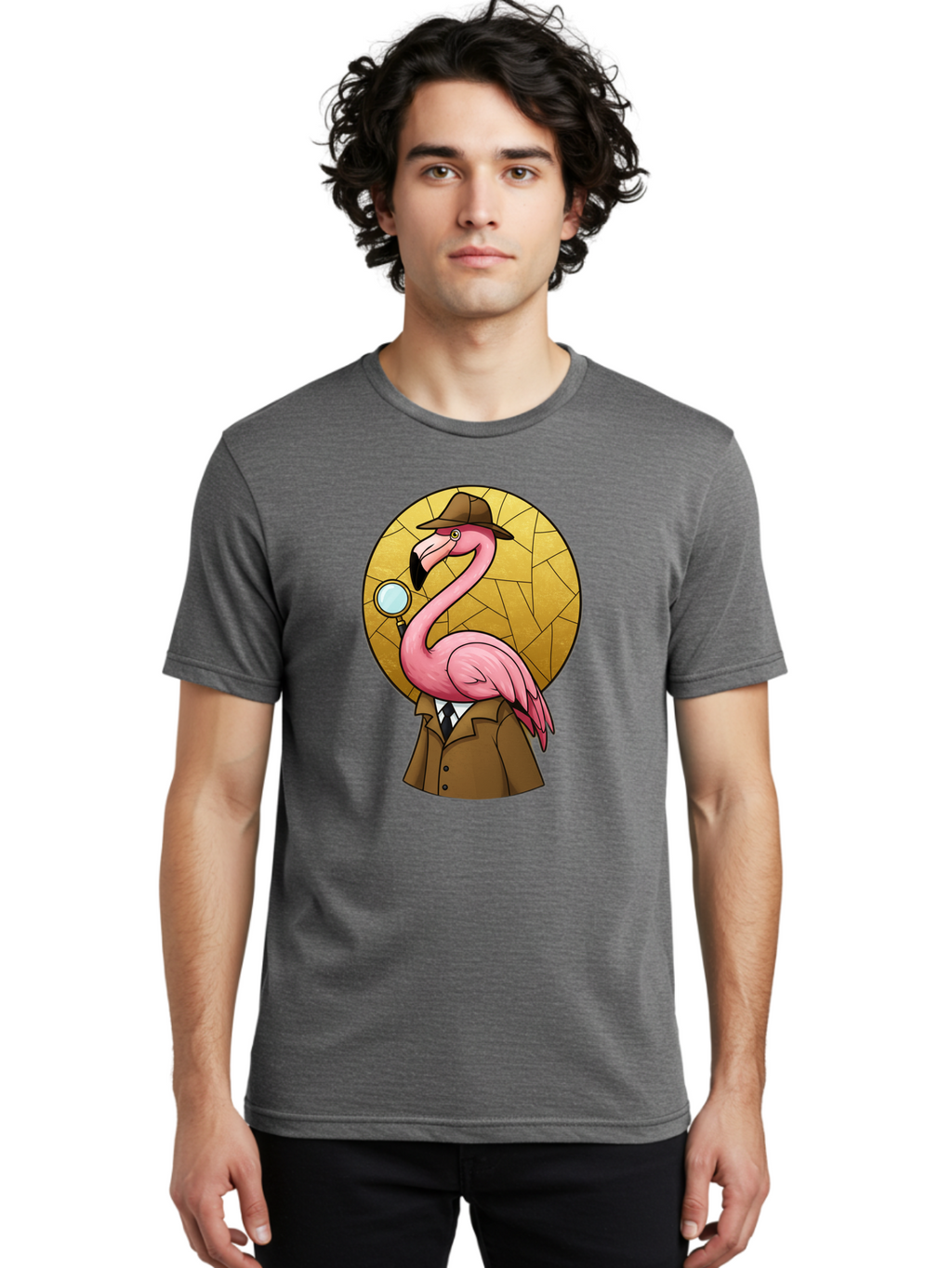 Flamingo-Detective-1 Men'S Graphic Tee, 100% Cotton, Comfortable Casual Summer Wear, Machine Washable, Vintage Camera, Old Camera, Antique Camera, Black Camera, Classic Photography, Photography Equipment, Nostalgic Device, Film Camera, Bam412