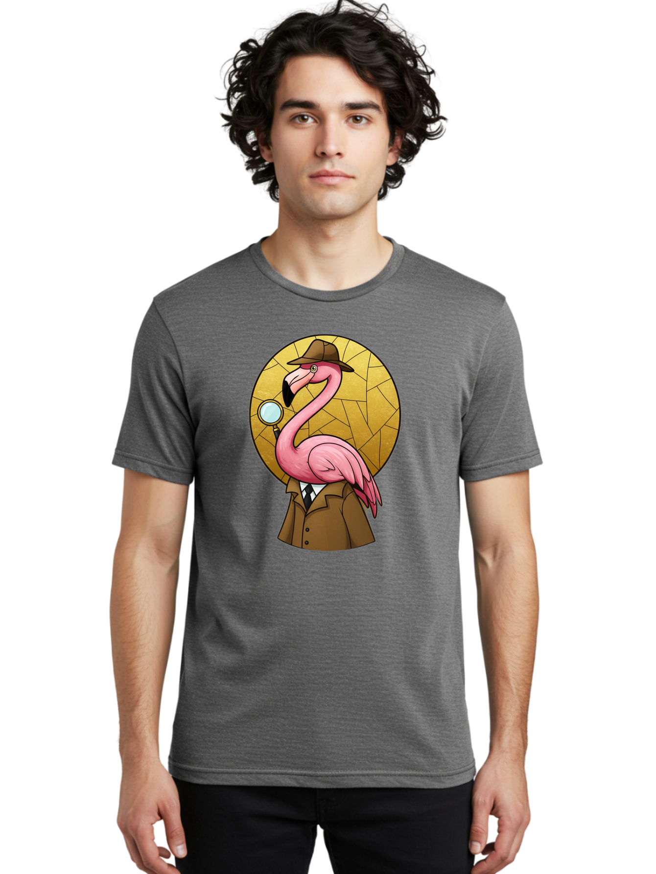 Flamingo-Detective-1 Men'S Graphic Tee, 100% Cotton, Comfortable Casual Summer Wear, Machine Washable, Vintage Camera, Old Camera, Antique Camera, Black Camera, Classic Photography, Photography Equipment, Nostalgic Device, Film Camera, Bam412
