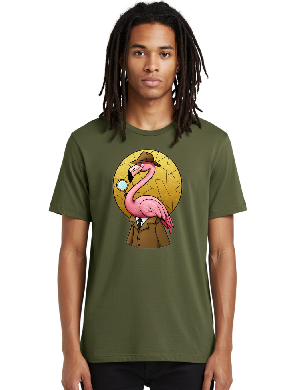 Flamingo-Detective-1 Men'S Graphic Tee, 100% Cotton, Comfortable Casual Summer Wear, Machine Washable, Vintage Camera, Old Camera, Antique Camera, Black Camera, Classic Photography, Photography Equipment, Nostalgic Device, Film Camera, Bam412