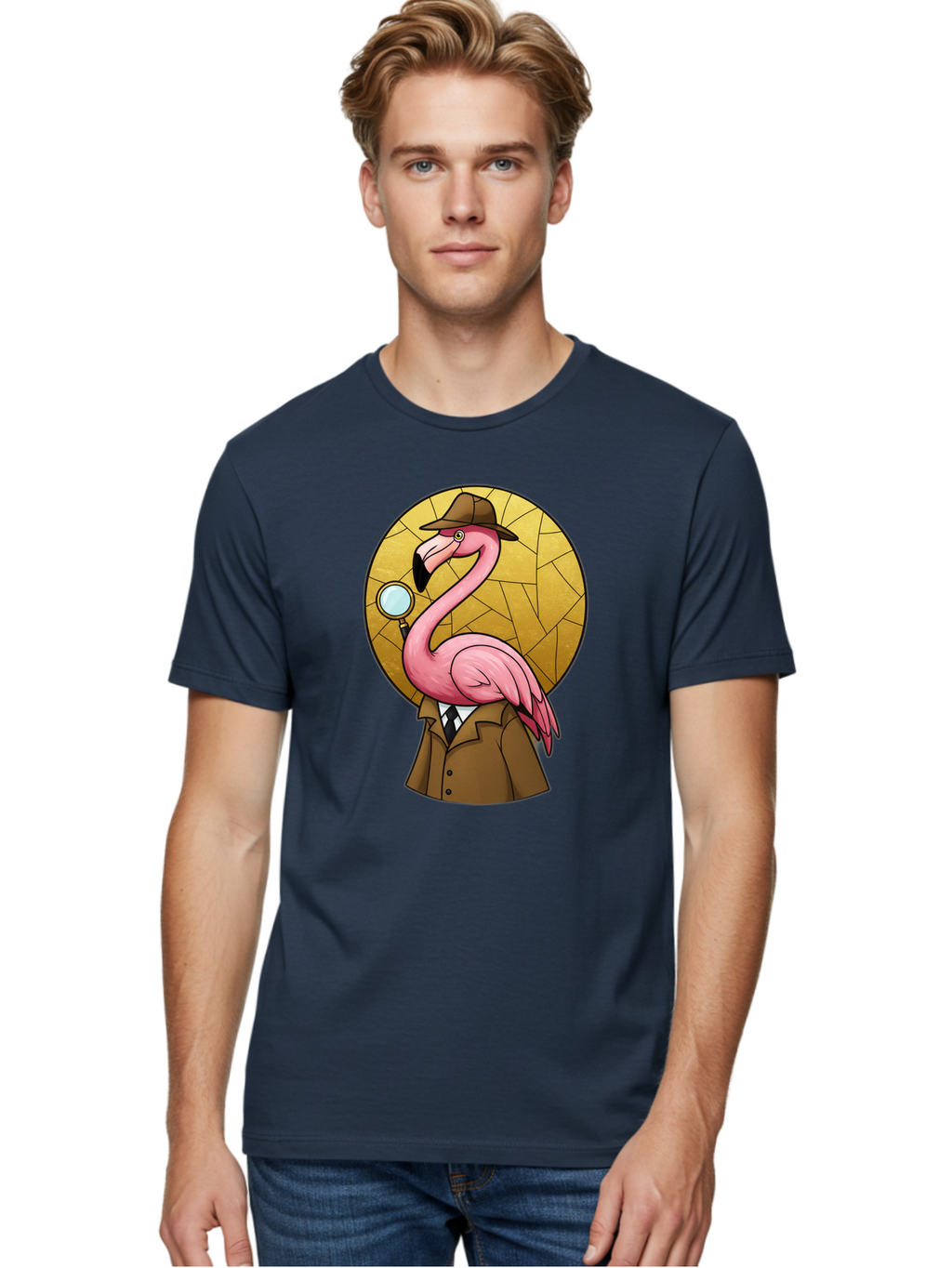 Flamingo-Detective-1 Men'S Graphic Tee, 100% Cotton, Comfortable Casual Summer Wear, Machine Washable, Vintage Camera, Old Camera, Antique Camera, Black Camera, Classic Photography, Photography Equipment, Nostalgic Device, Film Camera, Bam412