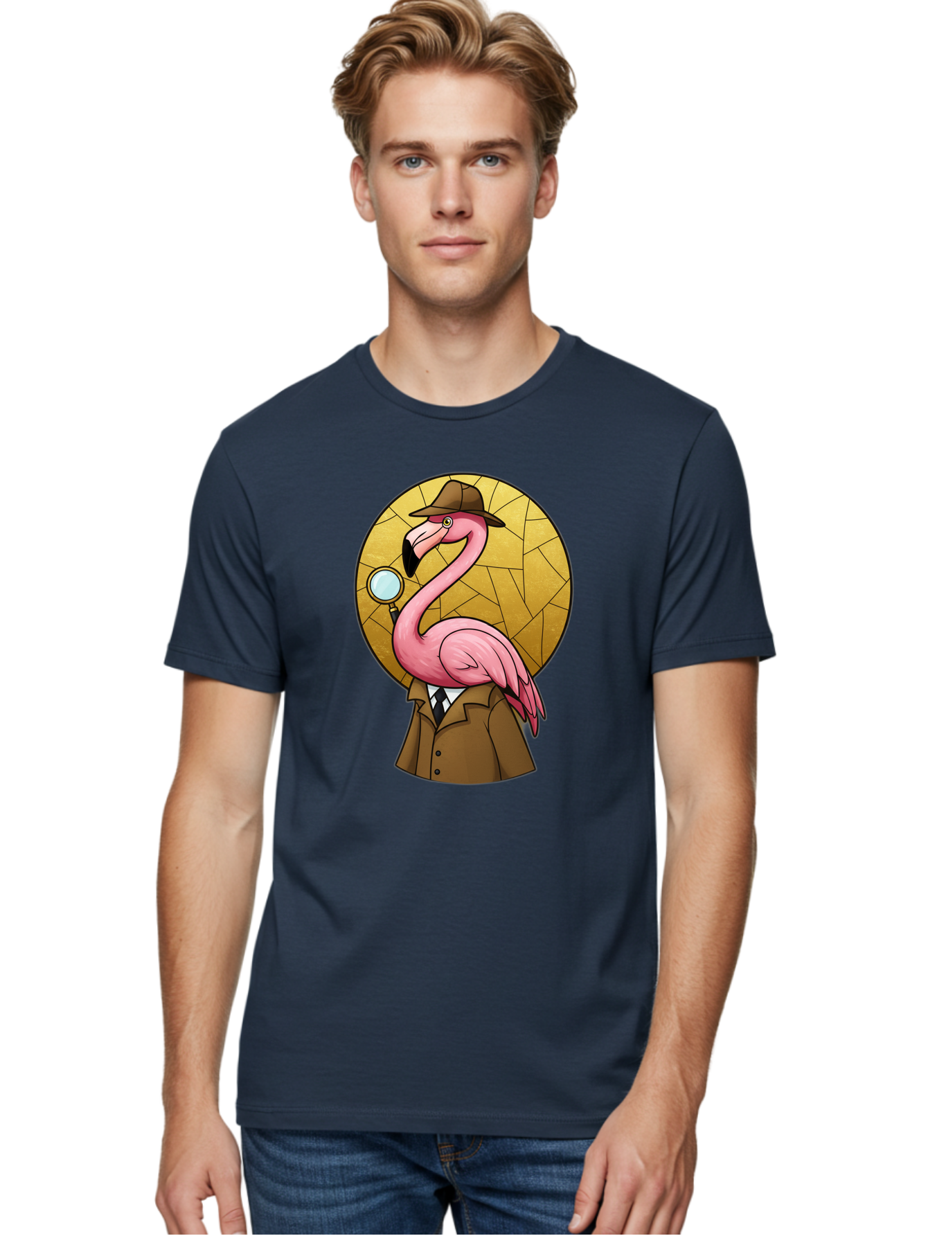 Flamingo-Detective-1 Men'S Graphic Tee, 100% Cotton, Comfortable Casual Summer Wear, Machine Washable, Vintage Camera, Old Camera, Antique Camera, Black Camera, Classic Photography, Photography Equipment, Nostalgic Device, Film Camera, Bam412
