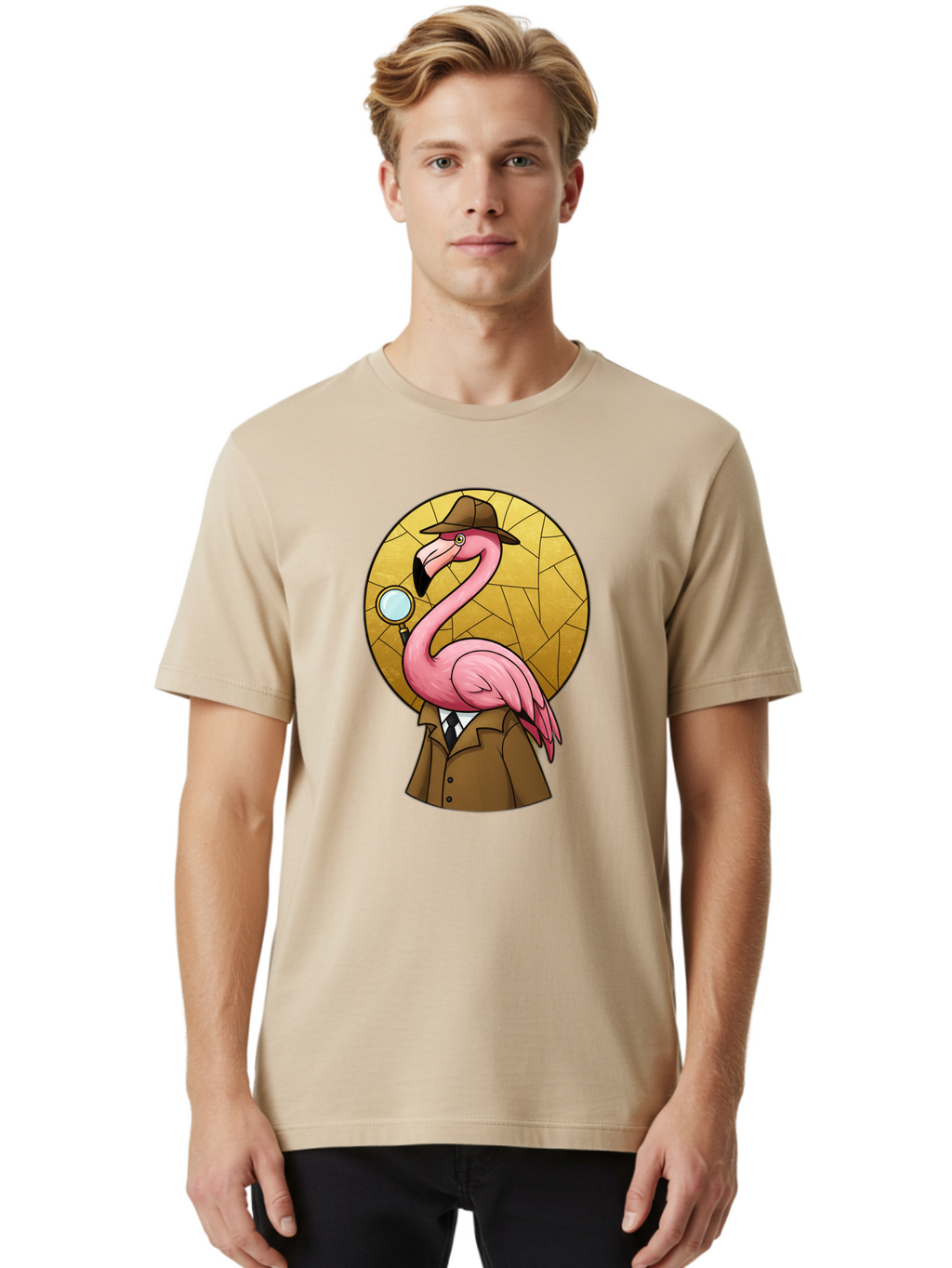 Flamingo-Detective-1 Men'S Graphic Tee, 100% Cotton, Comfortable Casual Summer Wear, Machine Washable, Vintage Camera, Old Camera, Antique Camera, Black Camera, Classic Photography, Photography Equipment, Nostalgic Device, Film Camera, Bam412