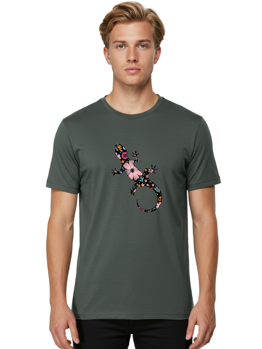 Floral-Gecko Men'S Graphic Tee, 100% Cotton, Comfortable Casual Summer Wear, Machine Washable, Vintage Camera, Old Camera, Antique Camera, Black Camera, Classic Photography, Photography Equipment, Nostalgic Device, Film Camera, Camera Art Bam417