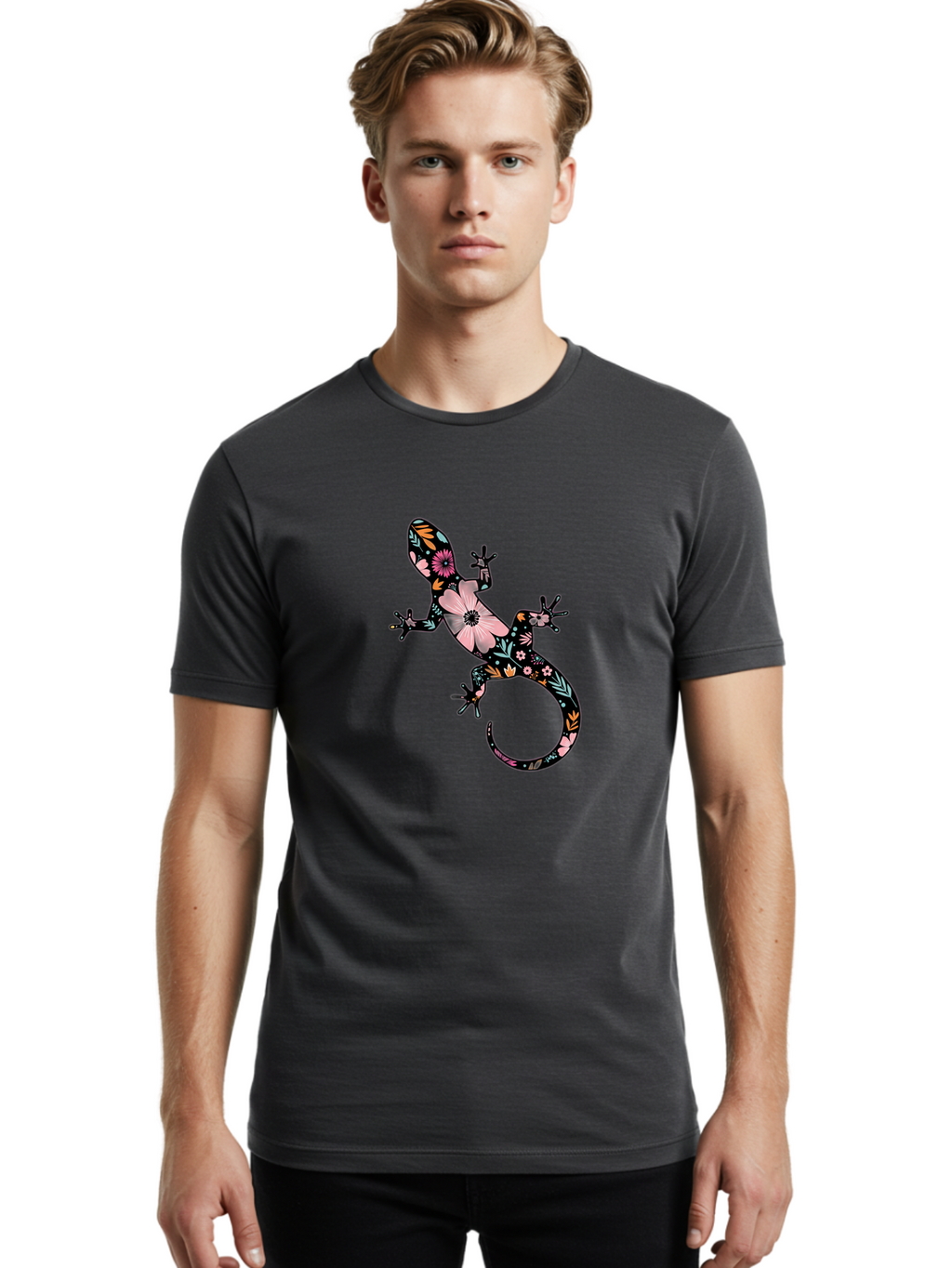 Floral-Gecko Men'S Graphic Tee, 100% Cotton, Comfortable Casual Summer Wear, Machine Washable, Vintage Camera, Old Camera, Antique Camera, Black Camera, Classic Photography, Photography Equipment, Nostalgic Device, Film Camera, Camera Art Bam417