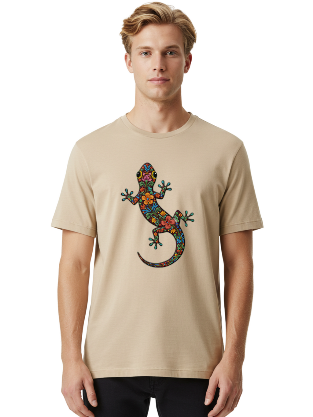 Floral-Gekko Men'S Graphic Tee, 100% Cotton, Comfortable Casual Summer Wear, Machine Washable, Vintage Camera, Old Camera, Antique Camera, Black Camera, Classic Photography, Photography Equipment, Nostalgic Device, Film Camera, Camera Art Bam418