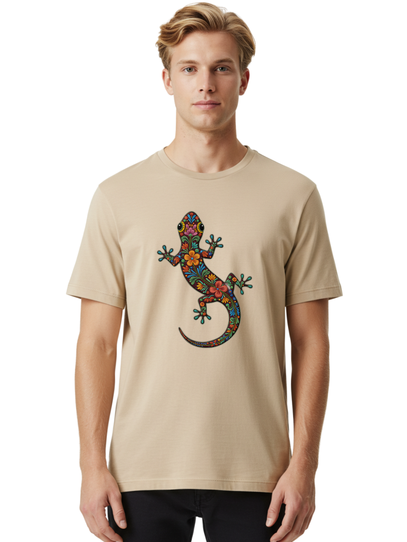 Floral-Gekko Men'S Graphic Tee, 100% Cotton, Comfortable Casual Summer Wear, Machine Washable, Vintage Camera, Old Camera, Antique Camera, Black Camera, Classic Photography, Photography Equipment, Nostalgic Device, Film Camera, Camera Art Bam418