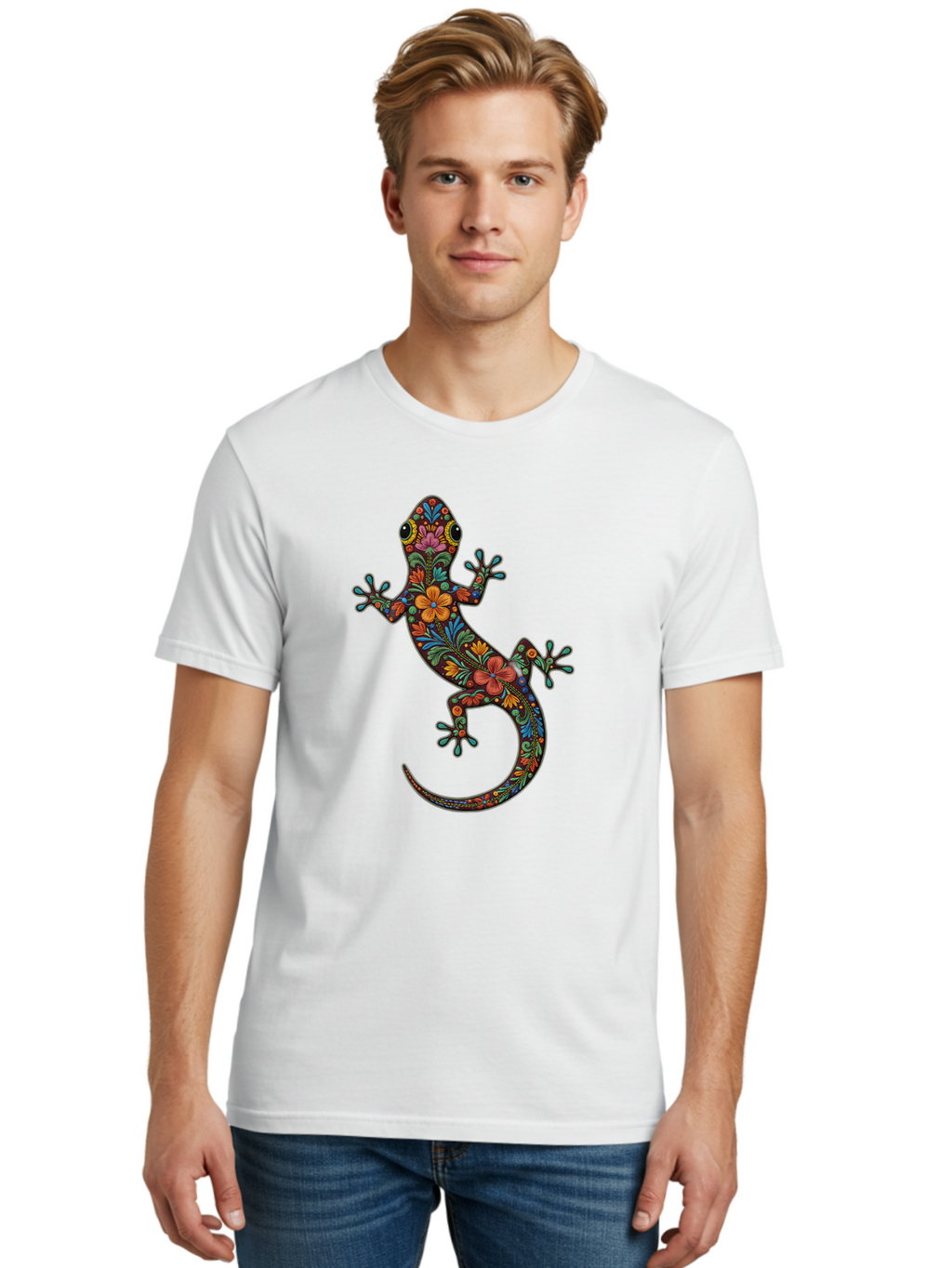 Floral-Gekko Men'S Graphic Tee, 100% Cotton, Comfortable Casual Summer Wear, Machine Washable, Vintage Camera, Old Camera, Antique Camera, Black Camera, Classic Photography, Photography Equipment, Nostalgic Device, Film Camera, Camera Art Bam418