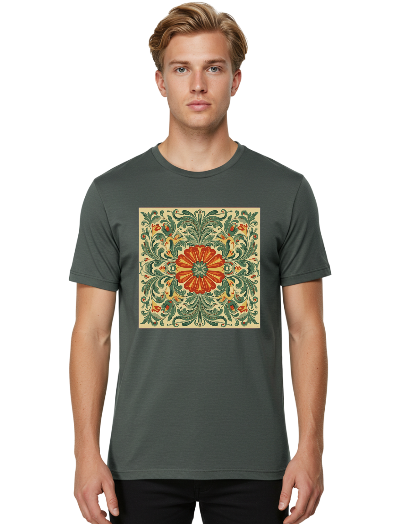 Floral-Pattern Men'S Graphic Tee, 100% Cotton, Comfortable Casual Summer Wear, Machine Washable, Vintage Camera, Old Camera, Antique Camera, Black Camera, Classic Photography, Photography Equipment, Nostalgic Device, Film Camera, Camera Art Bam420