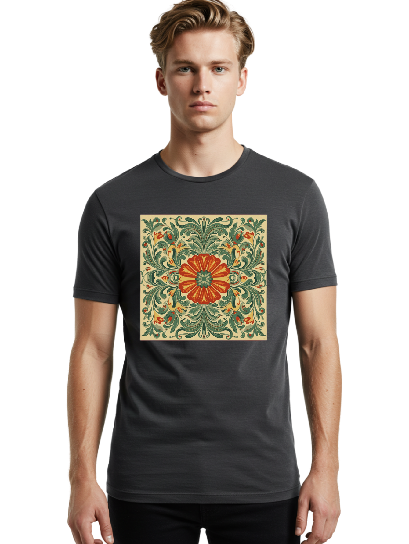 Floral-Pattern Men'S Graphic Tee, 100% Cotton, Comfortable Casual Summer Wear, Machine Washable, Vintage Camera, Old Camera, Antique Camera, Black Camera, Classic Photography, Photography Equipment, Nostalgic Device, Film Camera, Camera Art Bam420