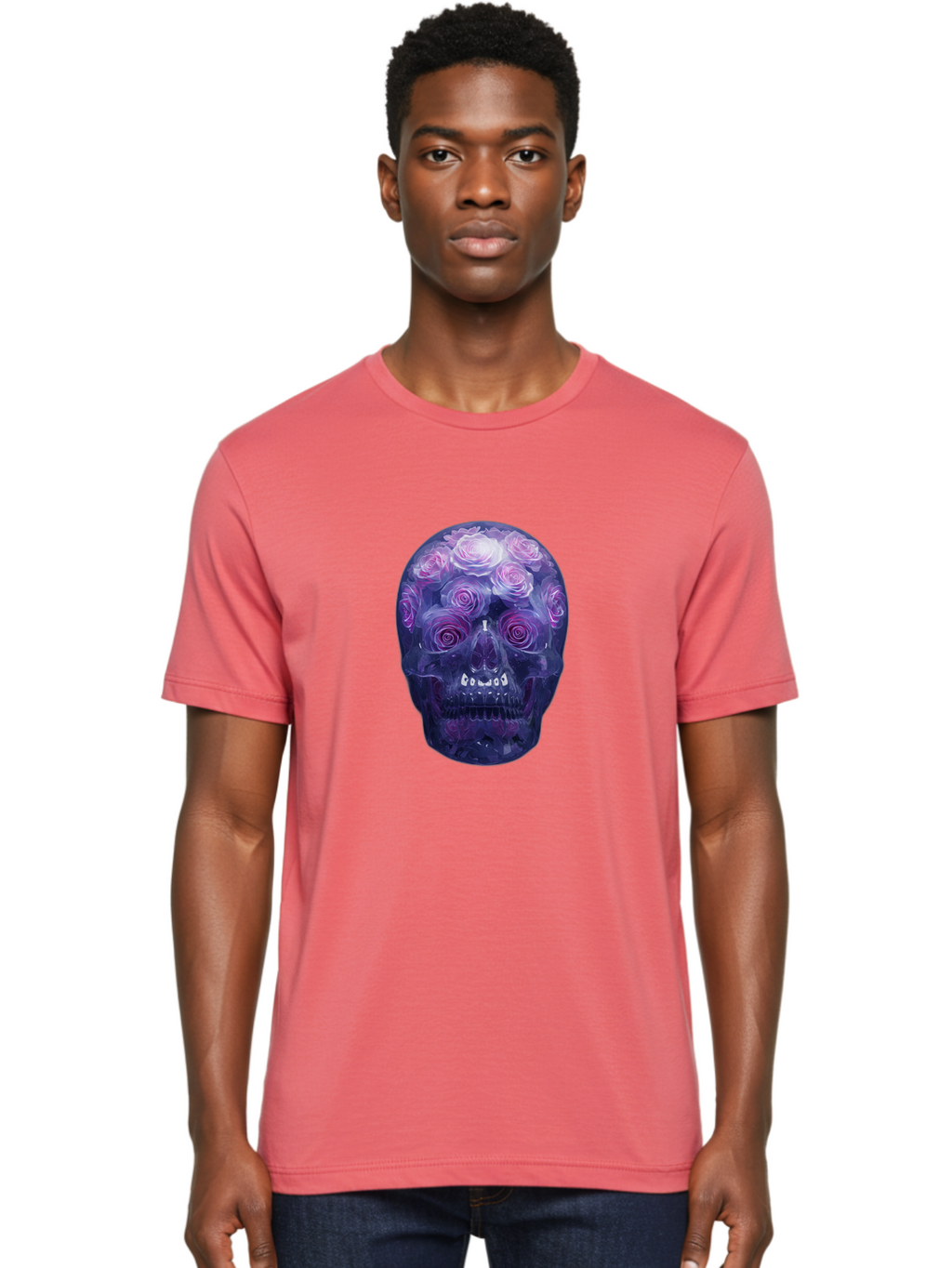 Floral-Skull-1 Men'S Graphic Tee, 100% Cotton, Comfortable Casual Summer Wear, Machine Washable, Vintage Camera, Old Camera, Antique Camera, Black Camera, Classic Photography, Photography Equipment, Nostalgic Device, Film Camera, Camera Art Bam421