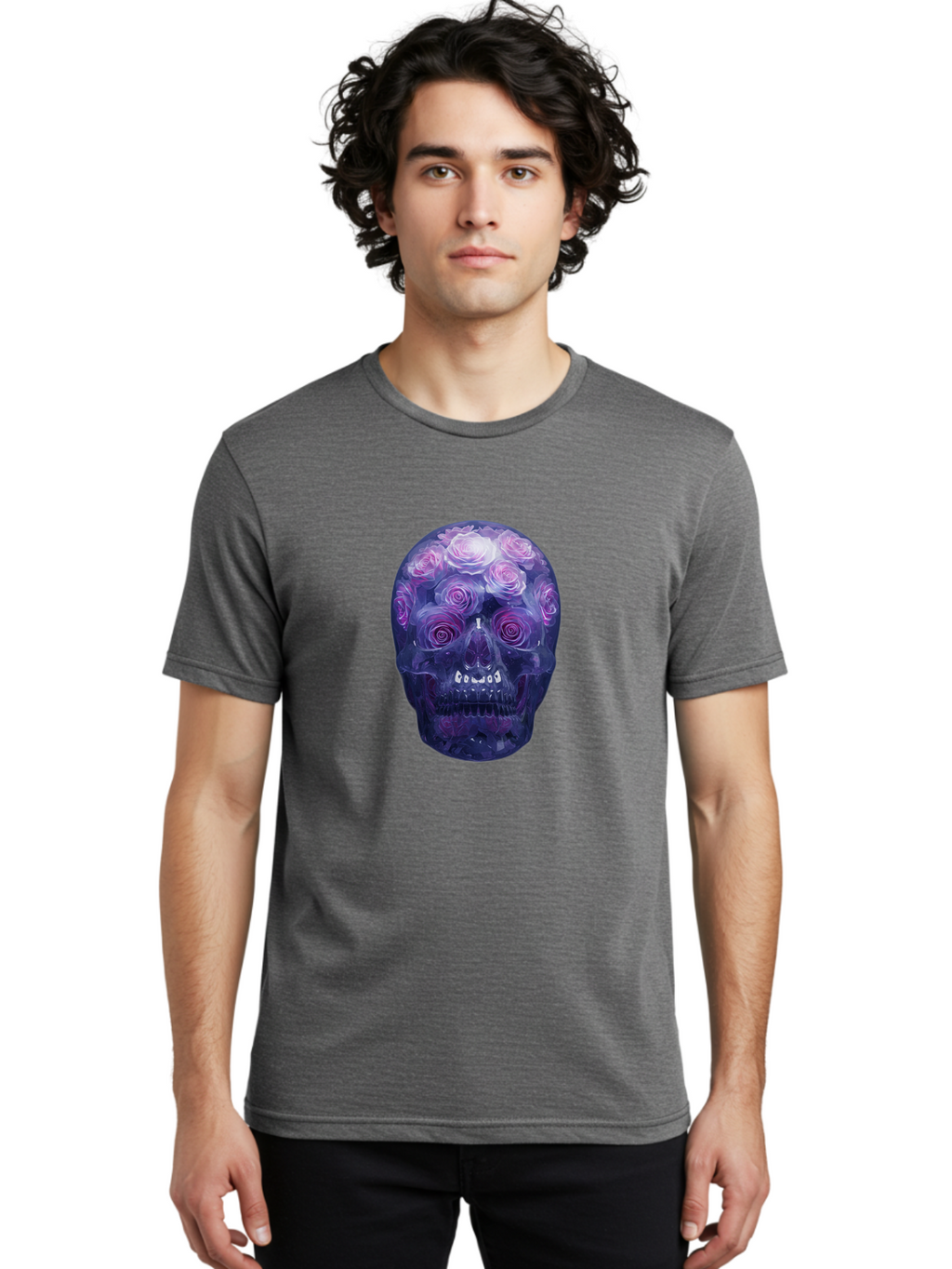 Floral-Skull-1 Men'S Graphic Tee, 100% Cotton, Comfortable Casual Summer Wear, Machine Washable, Vintage Camera, Old Camera, Antique Camera, Black Camera, Classic Photography, Photography Equipment, Nostalgic Device, Film Camera, Camera Art Bam421