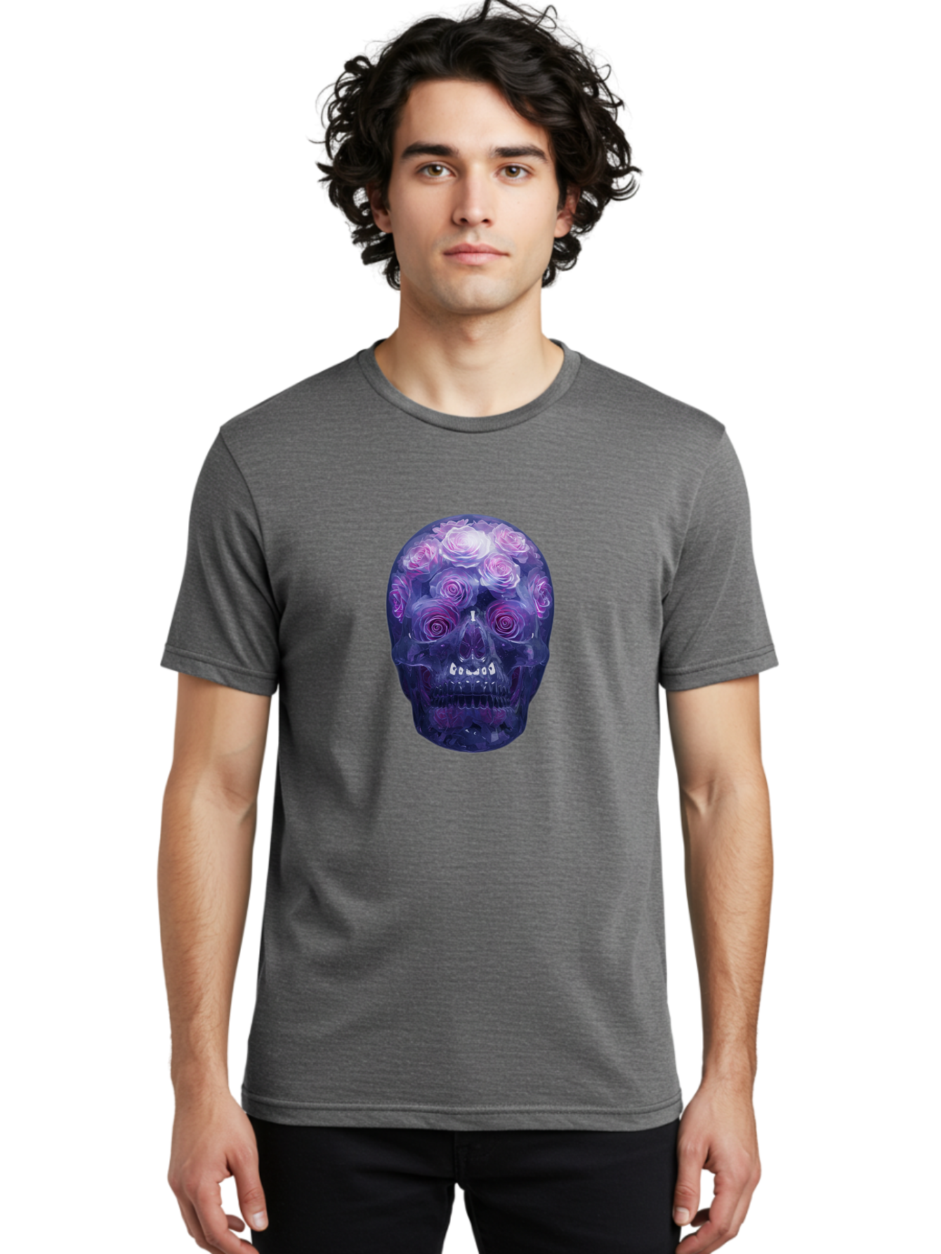 Floral-Skull-1 Men'S Graphic Tee, 100% Cotton, Comfortable Casual Summer Wear, Machine Washable, Vintage Camera, Old Camera, Antique Camera, Black Camera, Classic Photography, Photography Equipment, Nostalgic Device, Film Camera, Camera Art Bam421