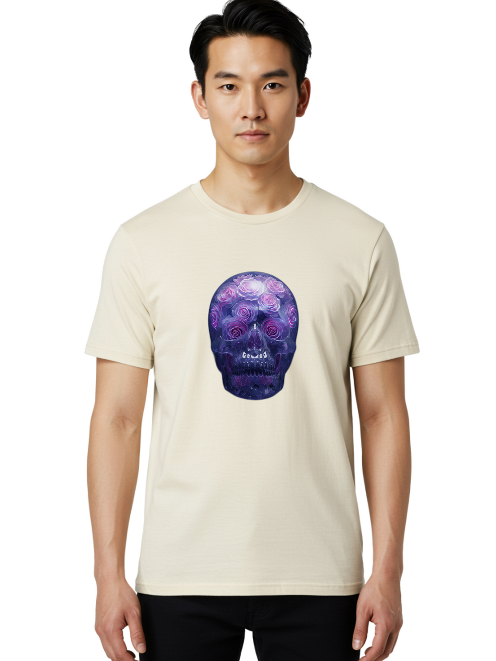 Floral-Skull-1 Men'S Graphic Tee, 100% Cotton, Comfortable Casual Summer Wear, Machine Washable, Vintage Camera, Old Camera, Antique Camera, Black Camera, Classic Photography, Photography Equipment, Nostalgic Device, Film Camera, Camera Art Bam421