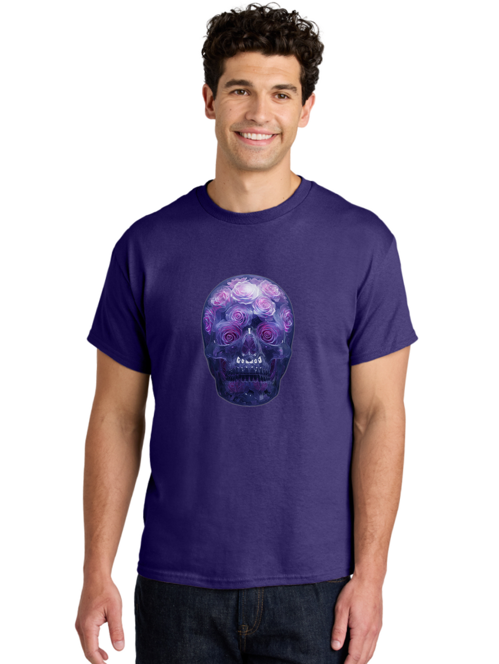 Floral-Skull-1 Men'S Graphic Tee, 100% Cotton, Comfortable Casual Summer Wear, Machine Washable, Vintage Camera, Old Camera, Antique Camera, Black Camera, Classic Photography, Photography Equipment, Nostalgic Device, Film Camera, Camera Art Bam421