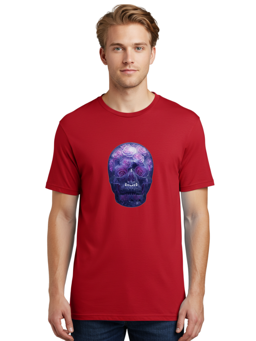 Floral-Skull-1 Men'S Graphic Tee, 100% Cotton, Comfortable Casual Summer Wear, Machine Washable, Vintage Camera, Old Camera, Antique Camera, Black Camera, Classic Photography, Photography Equipment, Nostalgic Device, Film Camera, Camera Art Bam421