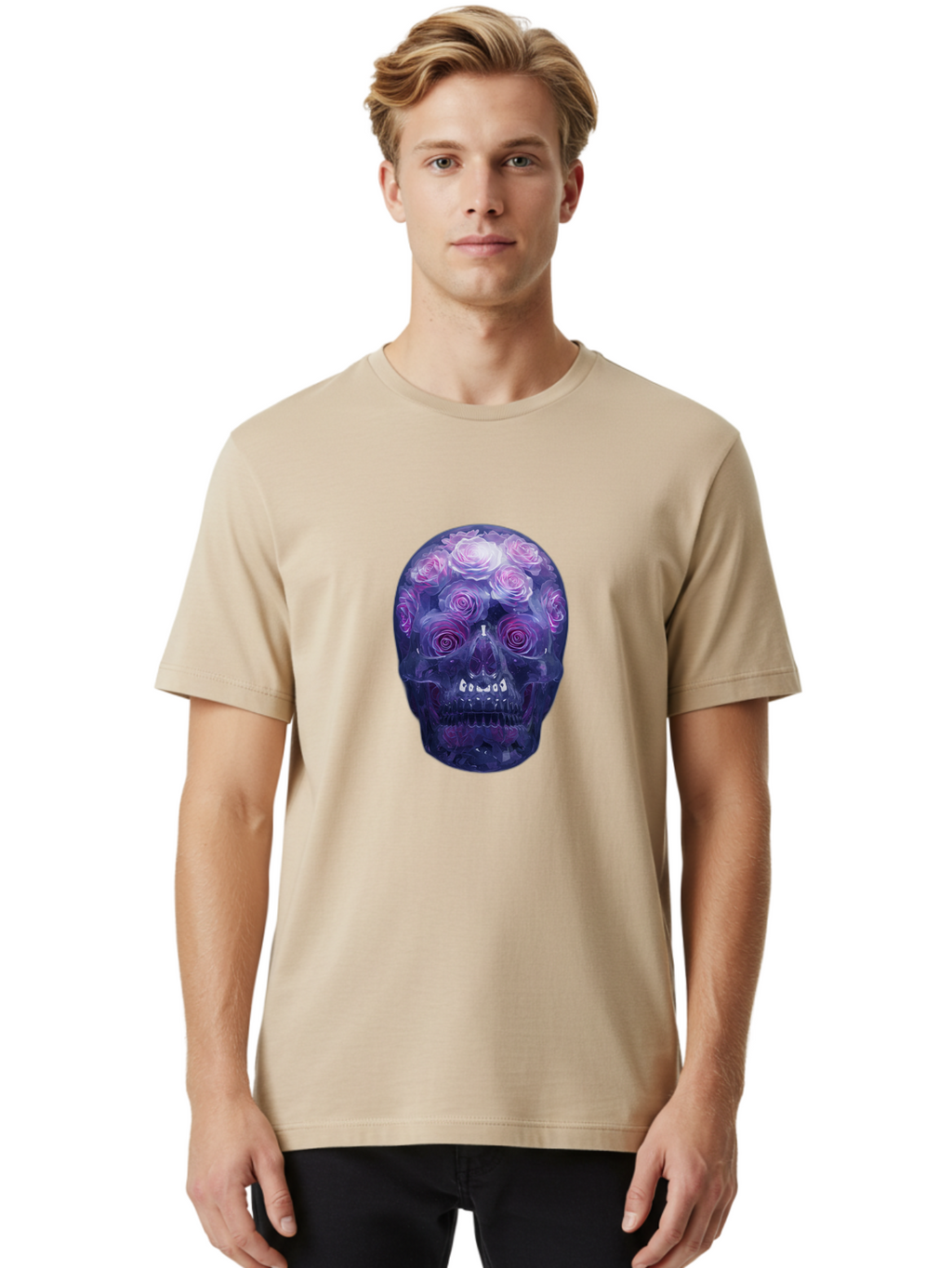 Floral-Skull-1 Men'S Graphic Tee, 100% Cotton, Comfortable Casual Summer Wear, Machine Washable, Vintage Camera, Old Camera, Antique Camera, Black Camera, Classic Photography, Photography Equipment, Nostalgic Device, Film Camera, Camera Art Bam421