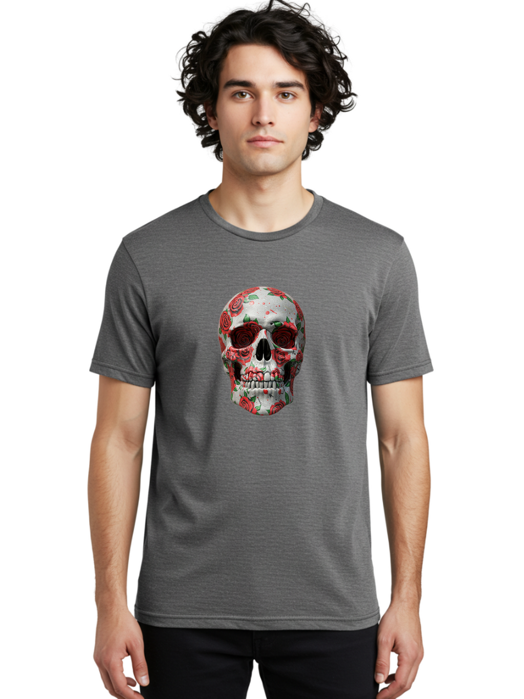 Floral-Skull-2 Men'S Graphic Tee, 100% Cotton, Comfortable Casual Summer Wear, Machine Washable, Vintage Camera, Old Camera, Antique Camera, Black Camera, Classic Photography, Photography Equipment, Nostalgic Device, Film Camera, Camera Art Bam422