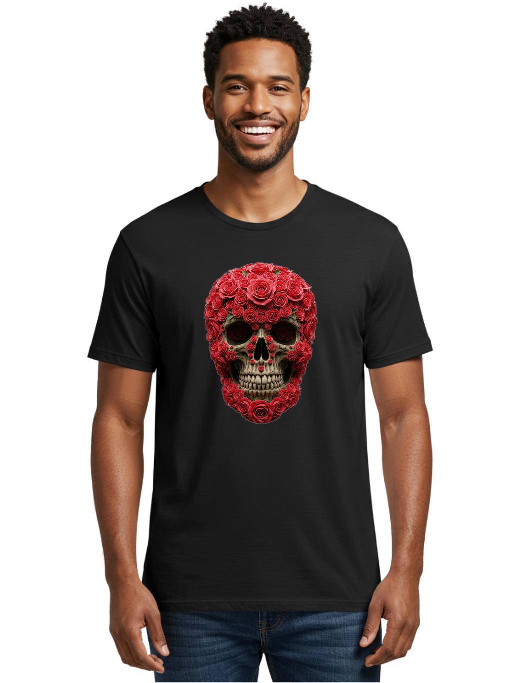 Floral-Skull Men'S Graphic Tee, 100% Cotton, Comfortable Casual Summer Wear, Machine Washable, Vintage Camera, Old Camera, Antique Camera, Black Camera, Classic Photography, Photography Equipment, Nostalgic Device, Film Camera, Camera Art Bam423