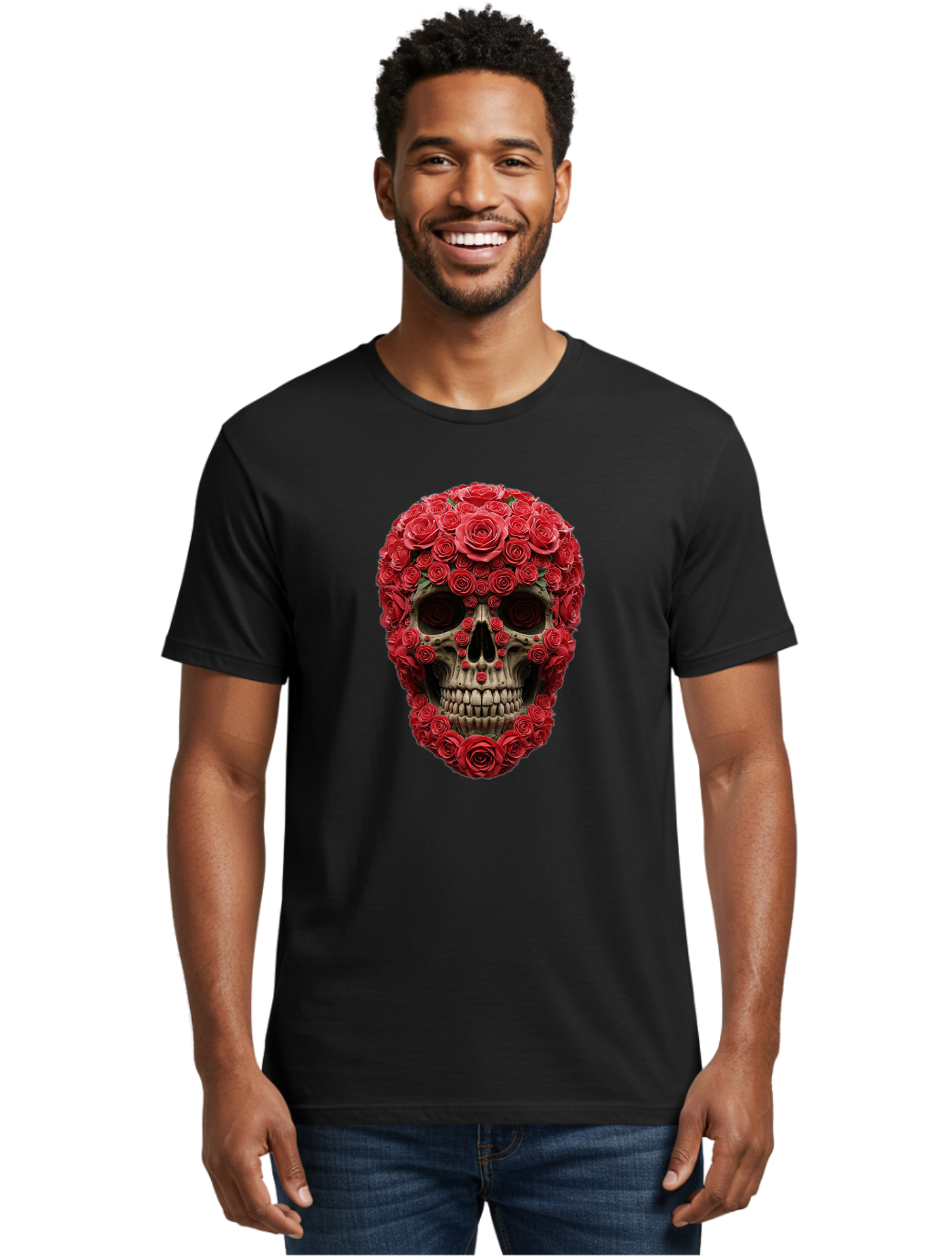 Floral-Skull Men'S Graphic Tee, 100% Cotton, Comfortable Casual Summer Wear, Machine Washable, Vintage Camera, Old Camera, Antique Camera, Black Camera, Classic Photography, Photography Equipment, Nostalgic Device, Film Camera, Camera Art Bam423