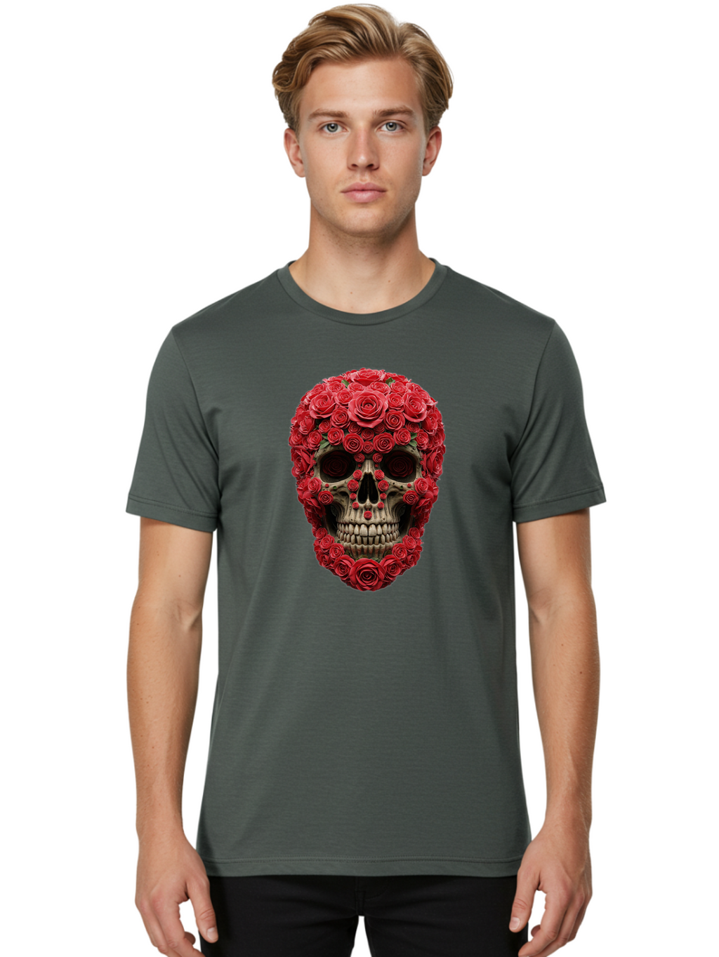 Floral-Skull Men'S Graphic Tee, 100% Cotton, Comfortable Casual Summer Wear, Machine Washable, Vintage Camera, Old Camera, Antique Camera, Black Camera, Classic Photography, Photography Equipment, Nostalgic Device, Film Camera, Camera Art Bam423