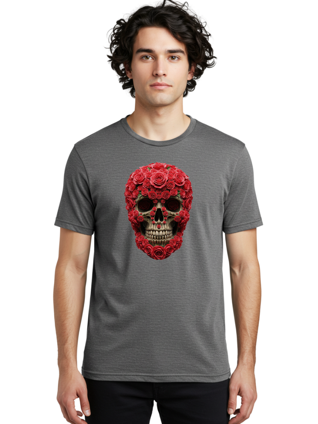 Floral-Skull Men'S Graphic Tee, 100% Cotton, Comfortable Casual Summer Wear, Machine Washable, Vintage Camera, Old Camera, Antique Camera, Black Camera, Classic Photography, Photography Equipment, Nostalgic Device, Film Camera, Camera Art Bam423