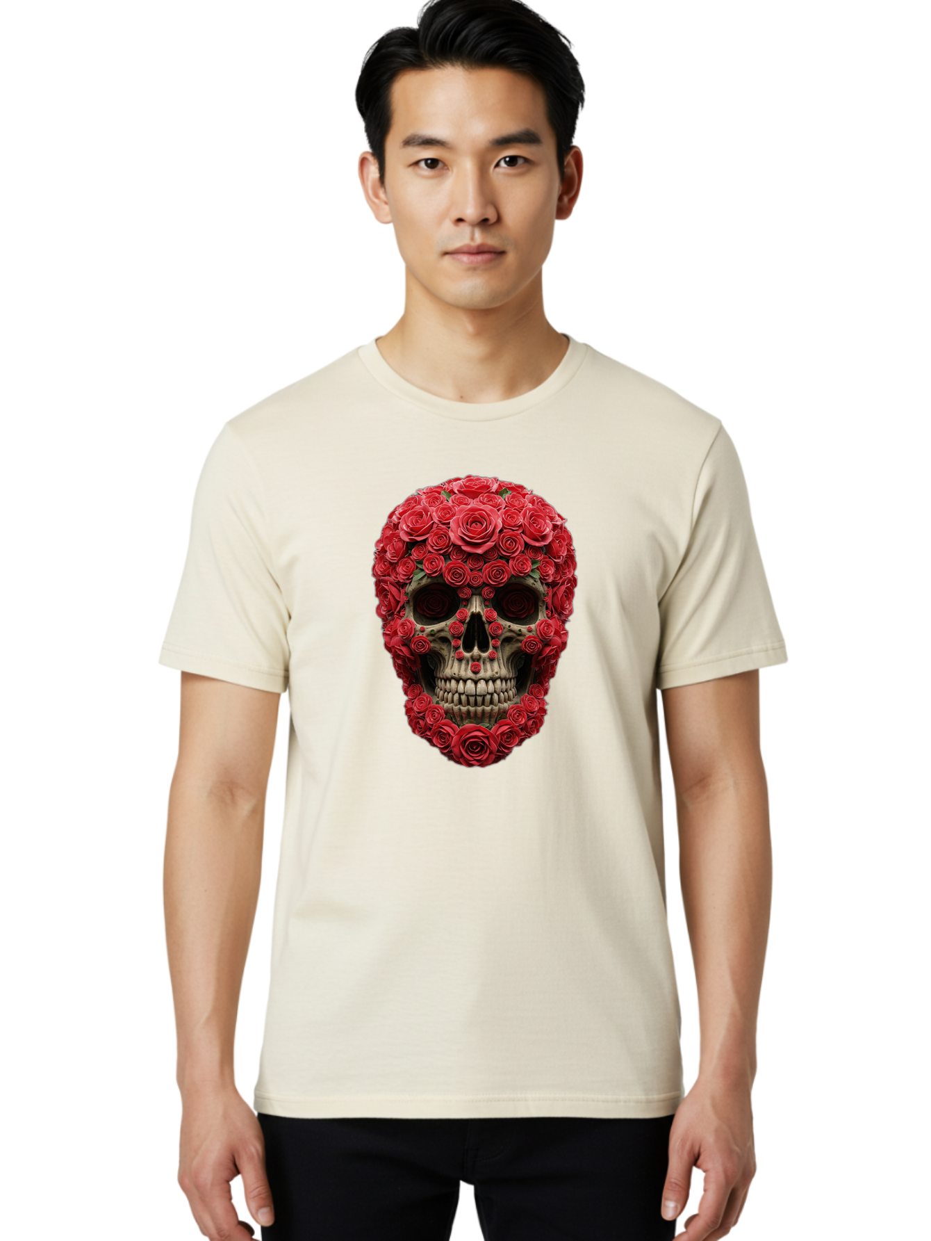 Floral-Skull Men'S Graphic Tee, 100% Cotton, Comfortable Casual Summer Wear, Machine Washable, Vintage Camera, Old Camera, Antique Camera, Black Camera, Classic Photography, Photography Equipment, Nostalgic Device, Film Camera, Camera Art Bam423