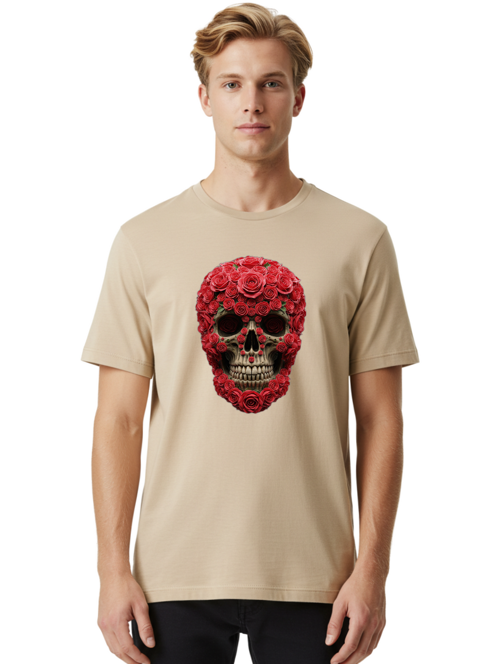 Floral-Skull Men'S Graphic Tee, 100% Cotton, Comfortable Casual Summer Wear, Machine Washable, Vintage Camera, Old Camera, Antique Camera, Black Camera, Classic Photography, Photography Equipment, Nostalgic Device, Film Camera, Camera Art Bam423