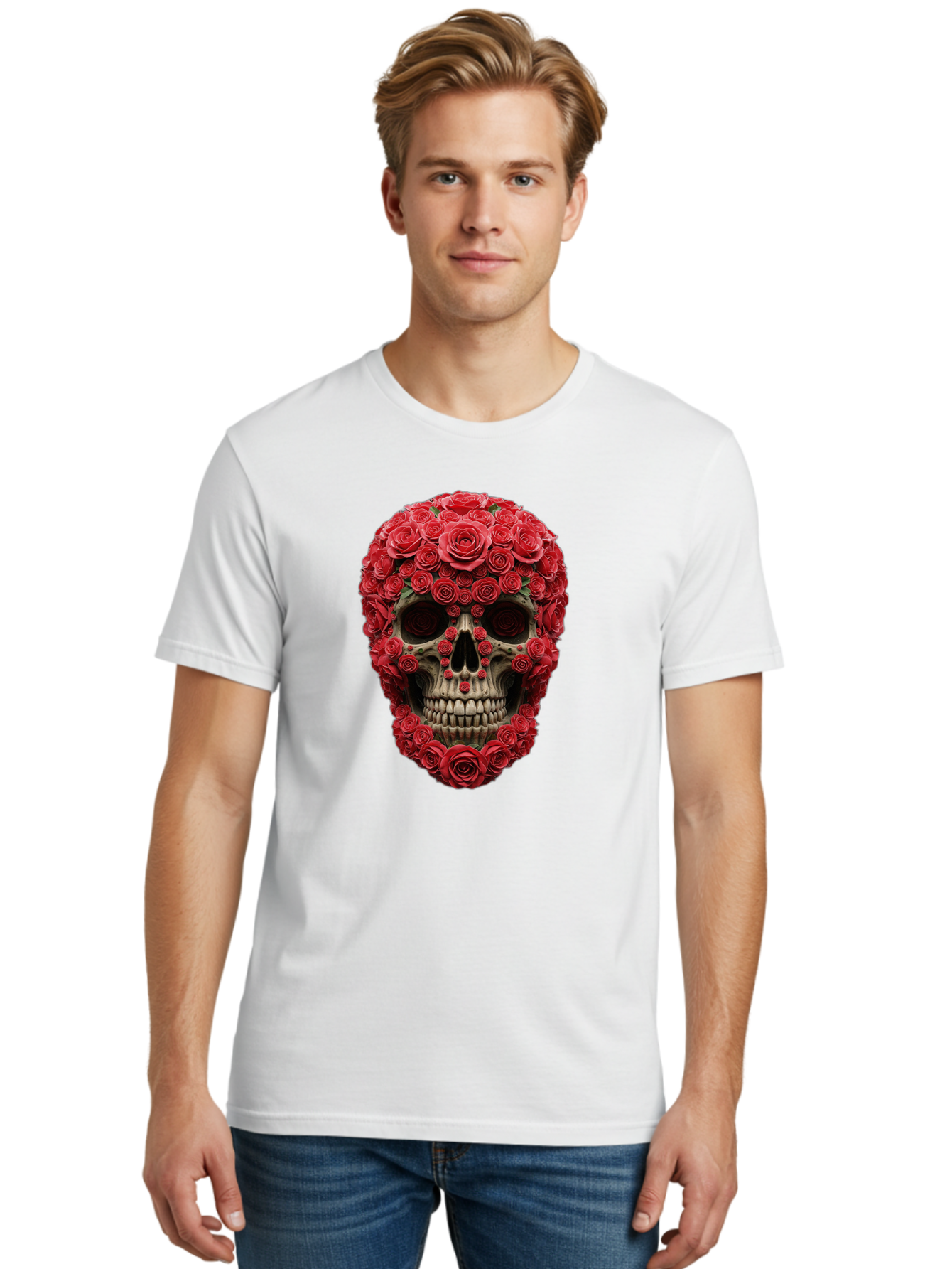 Floral-Skull Men'S Graphic Tee, 100% Cotton, Comfortable Casual Summer Wear, Machine Washable, Vintage Camera, Old Camera, Antique Camera, Black Camera, Classic Photography, Photography Equipment, Nostalgic Device, Film Camera, Camera Art Bam423