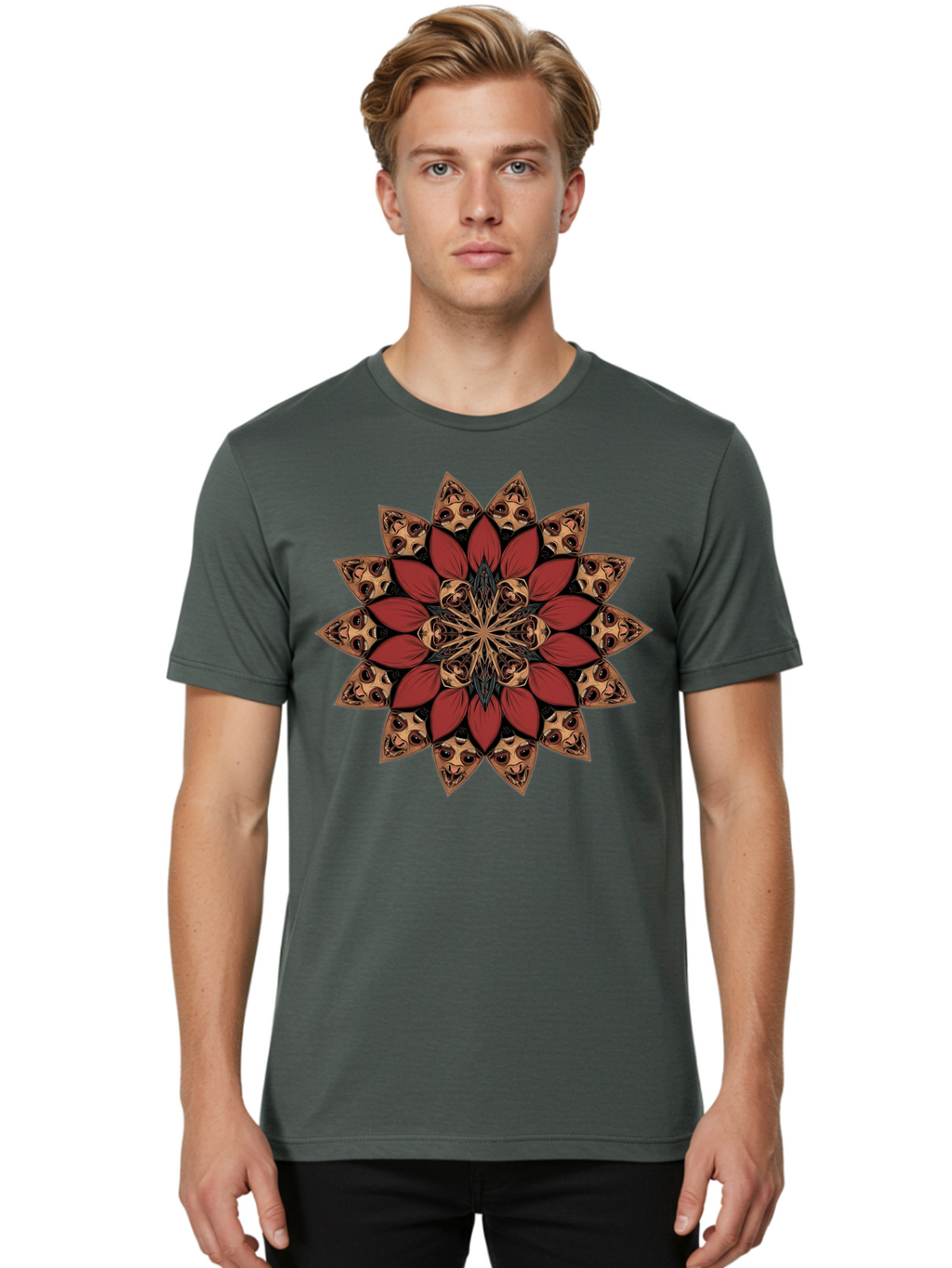 Flower-Mandala Men'S Graphic Tee, 100% Cotton, Comfortable Casual Summer Wear, Machine Washable, Vintage Camera, Old Camera, Antique Camera, Black Camera, Classic Photography, Photography Equipment, Nostalgic Device, Film Camera, Camera Art Bam424