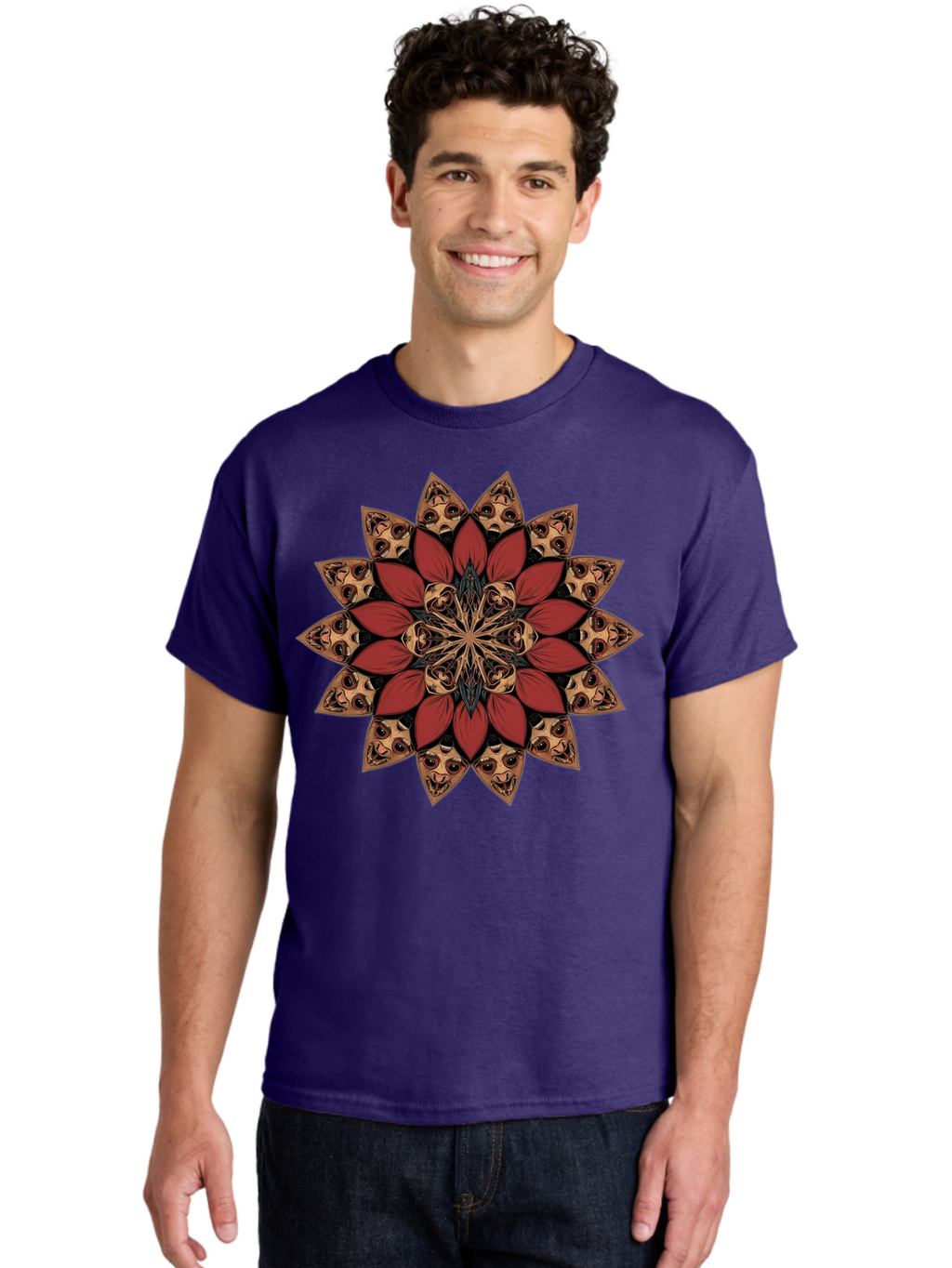 Flower-Mandala Men'S Graphic Tee, 100% Cotton, Comfortable Casual Summer Wear, Machine Washable, Vintage Camera, Old Camera, Antique Camera, Black Camera, Classic Photography, Photography Equipment, Nostalgic Device, Film Camera, Camera Art Bam424