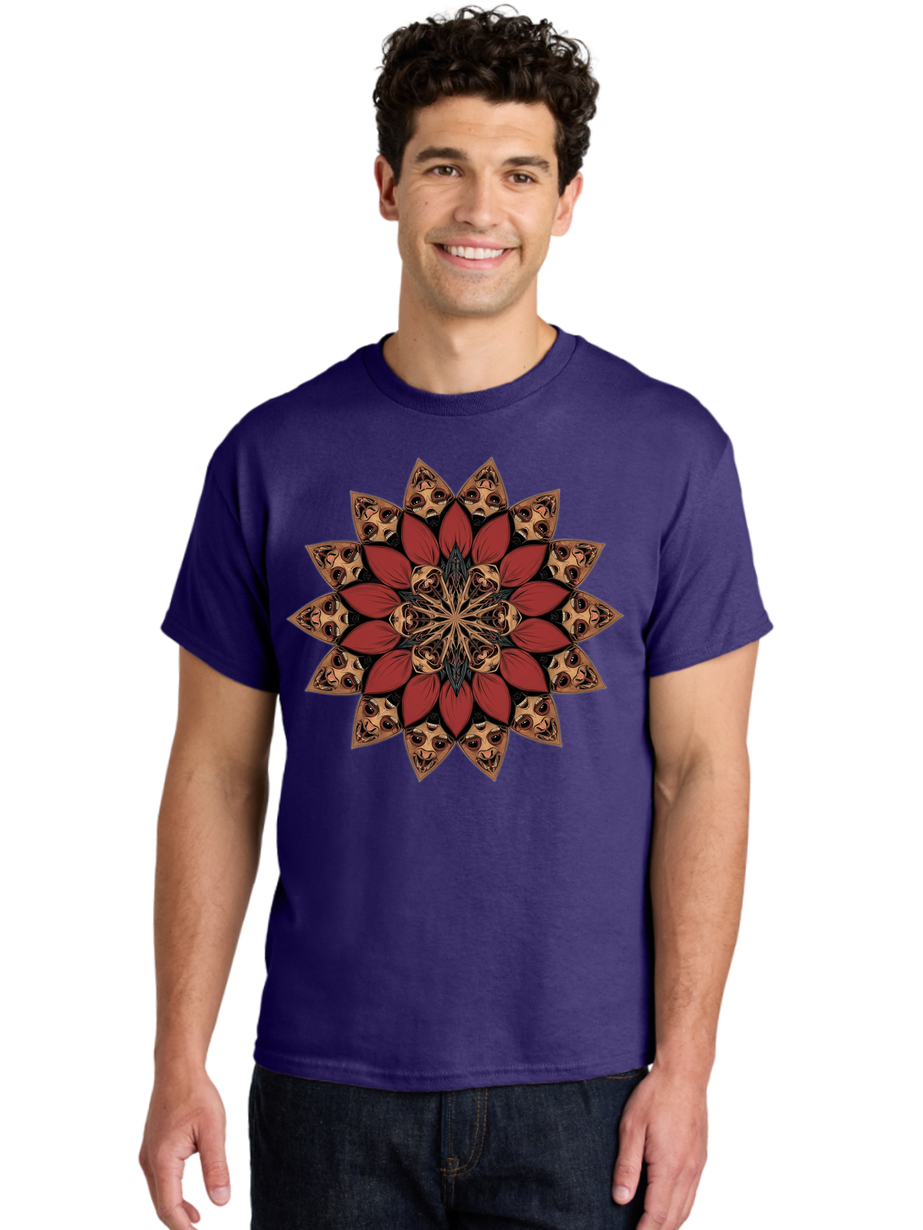 Flower-Mandala Men'S Graphic Tee, 100% Cotton, Comfortable Casual Summer Wear, Machine Washable, Vintage Camera, Old Camera, Antique Camera, Black Camera, Classic Photography, Photography Equipment, Nostalgic Device, Film Camera, Camera Art Bam424