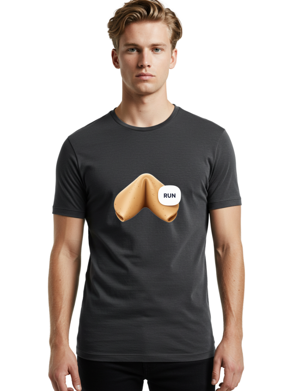 Fortune-Cookie-With-Run Men'S Graphic Tee, 100% Cotton, Comfortable Casual Summer Wear, Machine Washable, Vintage Camera, Old Camera, Antique Camera, Black Camera, Classic Photography, Photography Equipment, Nostalgic Device, Film Camera, Bam429